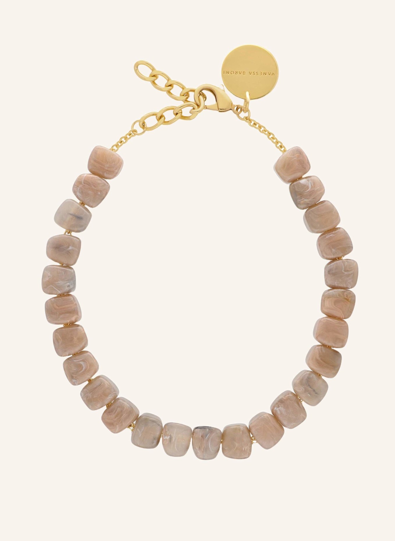 VANESSA BARONI Halskette MINI ORGANIC SHAPED NECKLACE BIANCONE MARBLE by GLAMBOU, Farbe: GOLD (Bild 1)