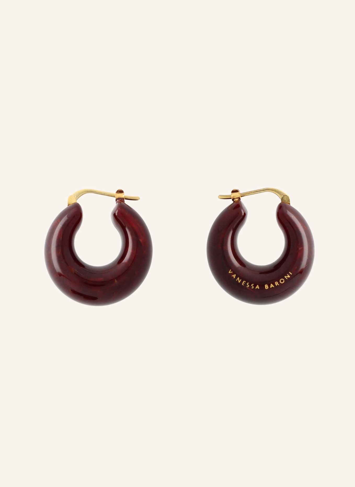 VANESSA BARONI Ohrhänger CIRCLET EARRING BORDEAUX MARBLE by GLAMBOU, Farbe: GOLD (Bild 1)