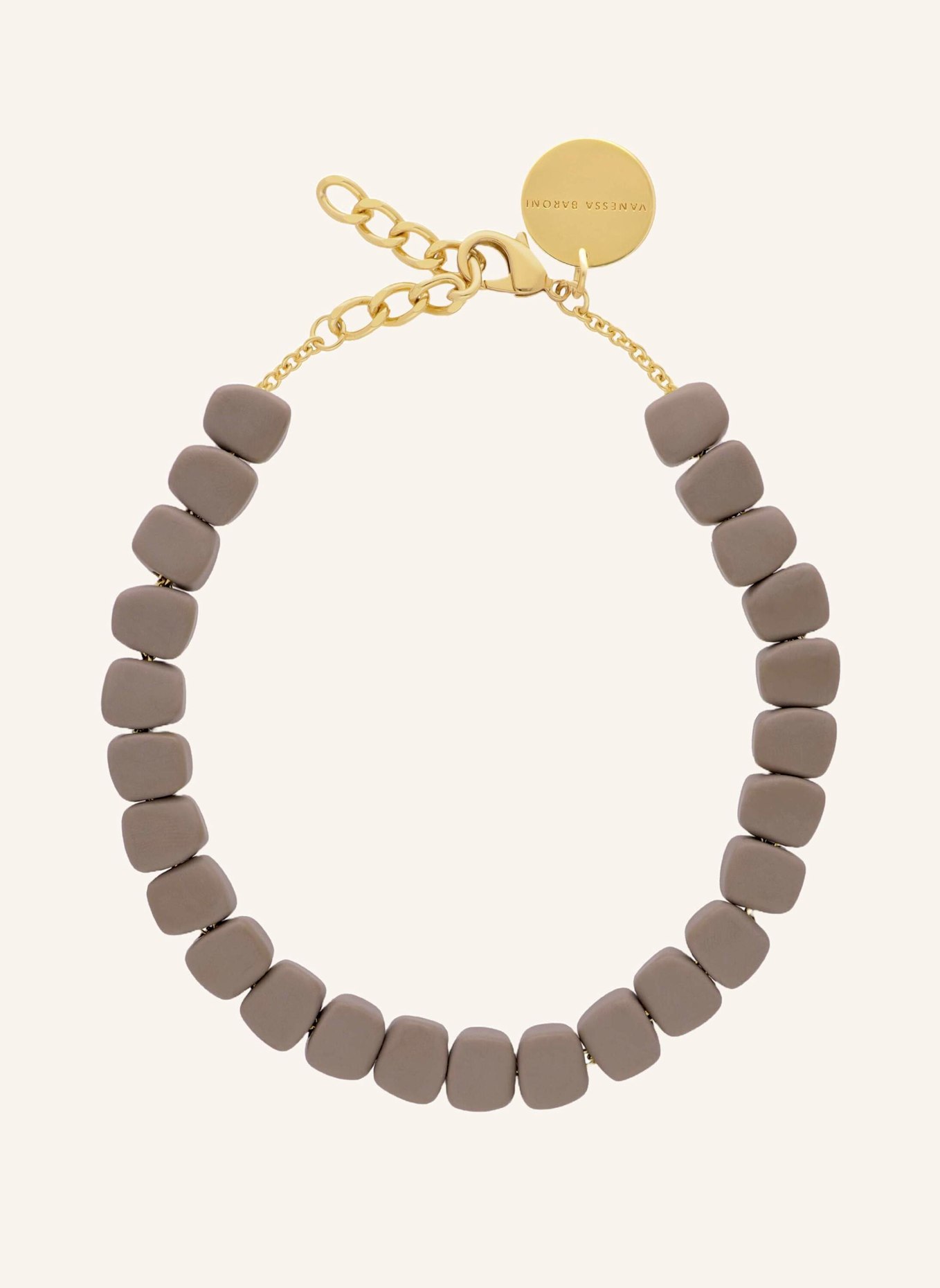 VANESSA BARONI Halskette MINI ORGANIC SHAPED NECKLACE MATT TAUPE by GLAMBOU, Farbe: GOLD (Bild 1)