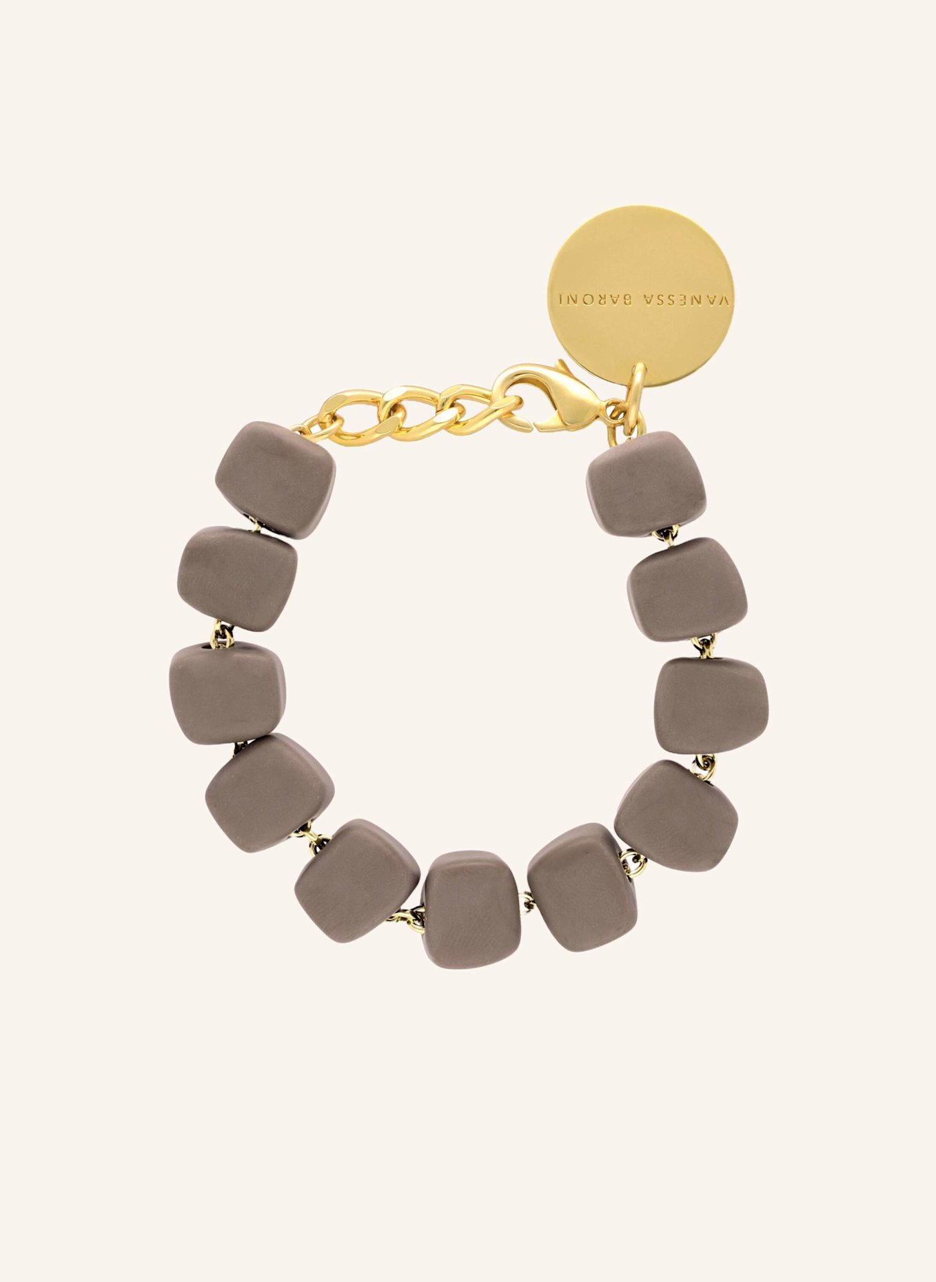 VANESSA BARONI Armband MINI ORGANIC SHAPED BRACELET MATT TAUPE by GLAMBOU, Farbe: GOLD (Bild 1)