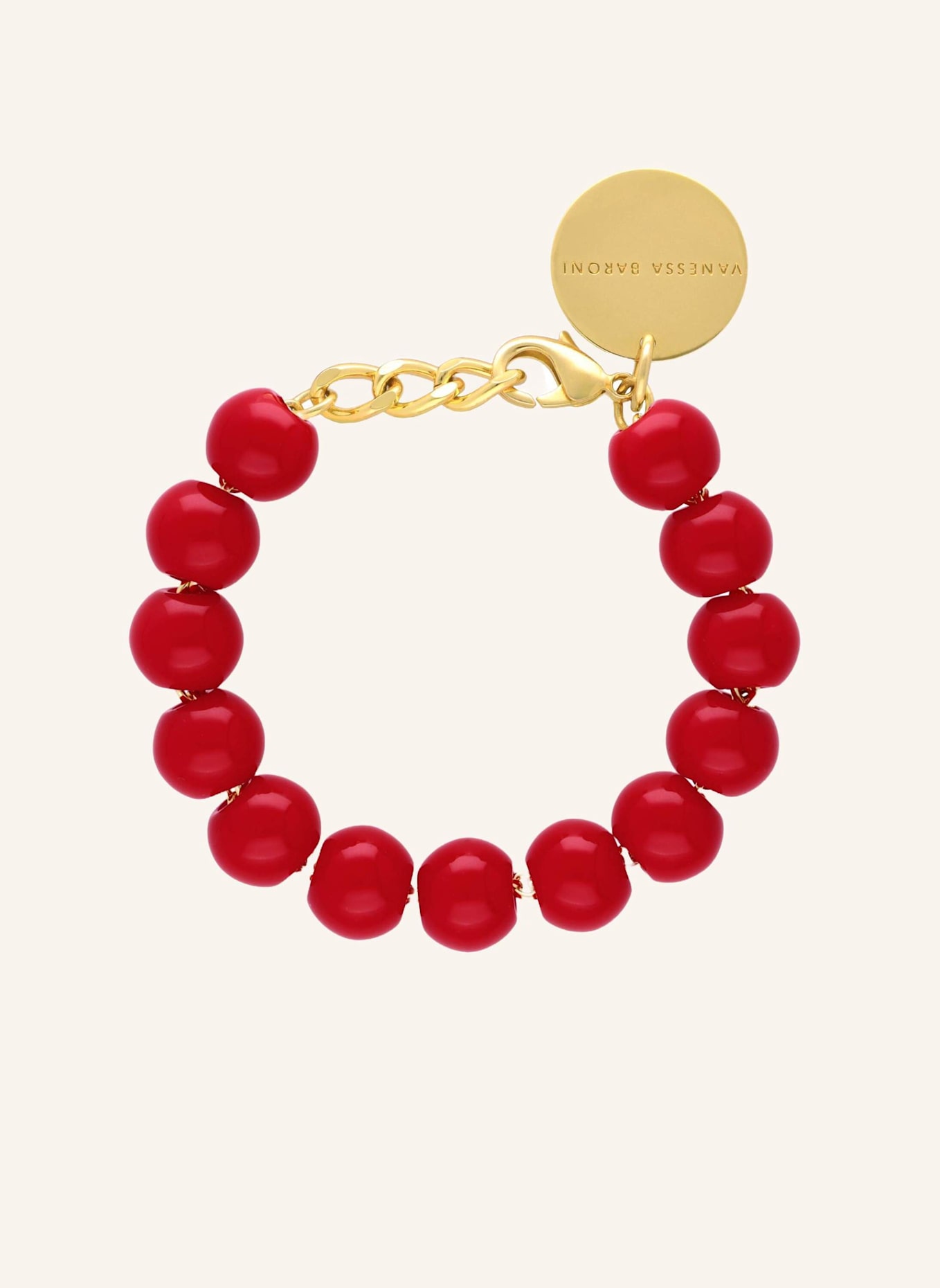 VANESSA BARONI Armband MINI BEADS BRACELET SCARLET RED by GLAMBOU, Farbe: GOLD (Bild 1)