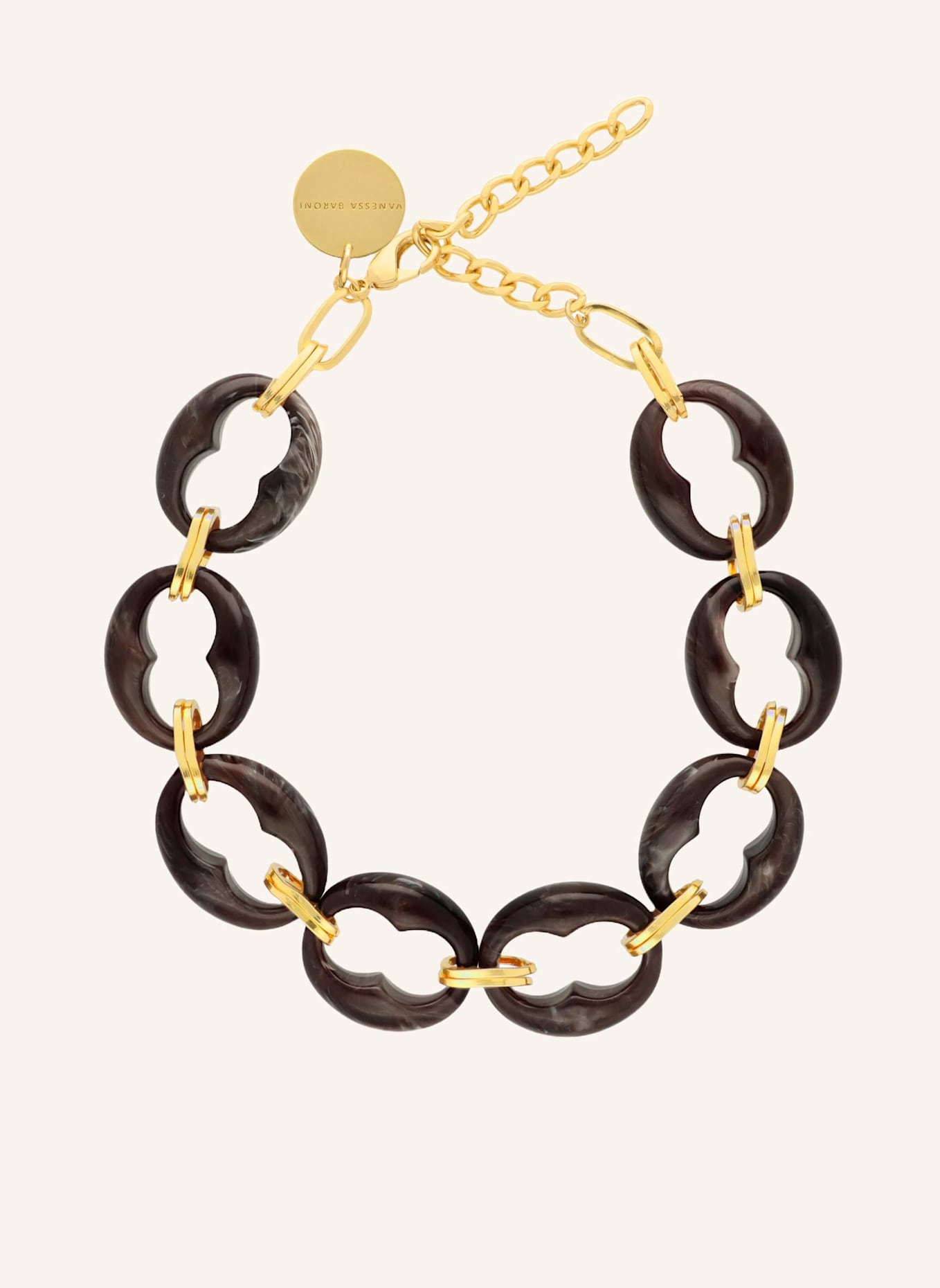 VANESSA BARONI Halskette TURTLE NECKLACE DARK BROWN MARBLE by GLAMBOU, Farbe: GOLD (Bild 1)