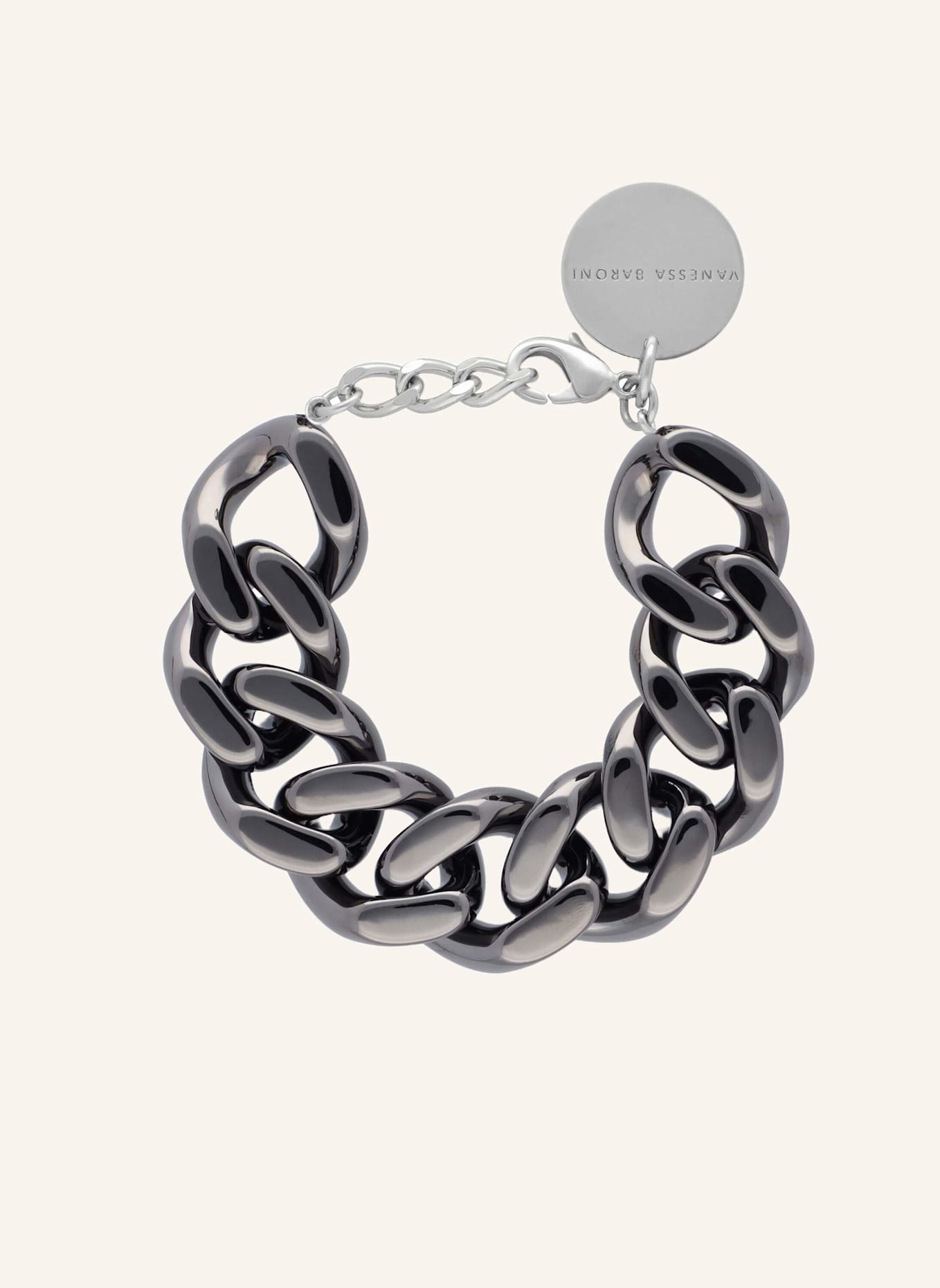 VANESSA BARONI Armband FLAT CHAIN BRACELET ULTRABLACK by GLAMBOU, Farbe: SILBER (Bild 1)