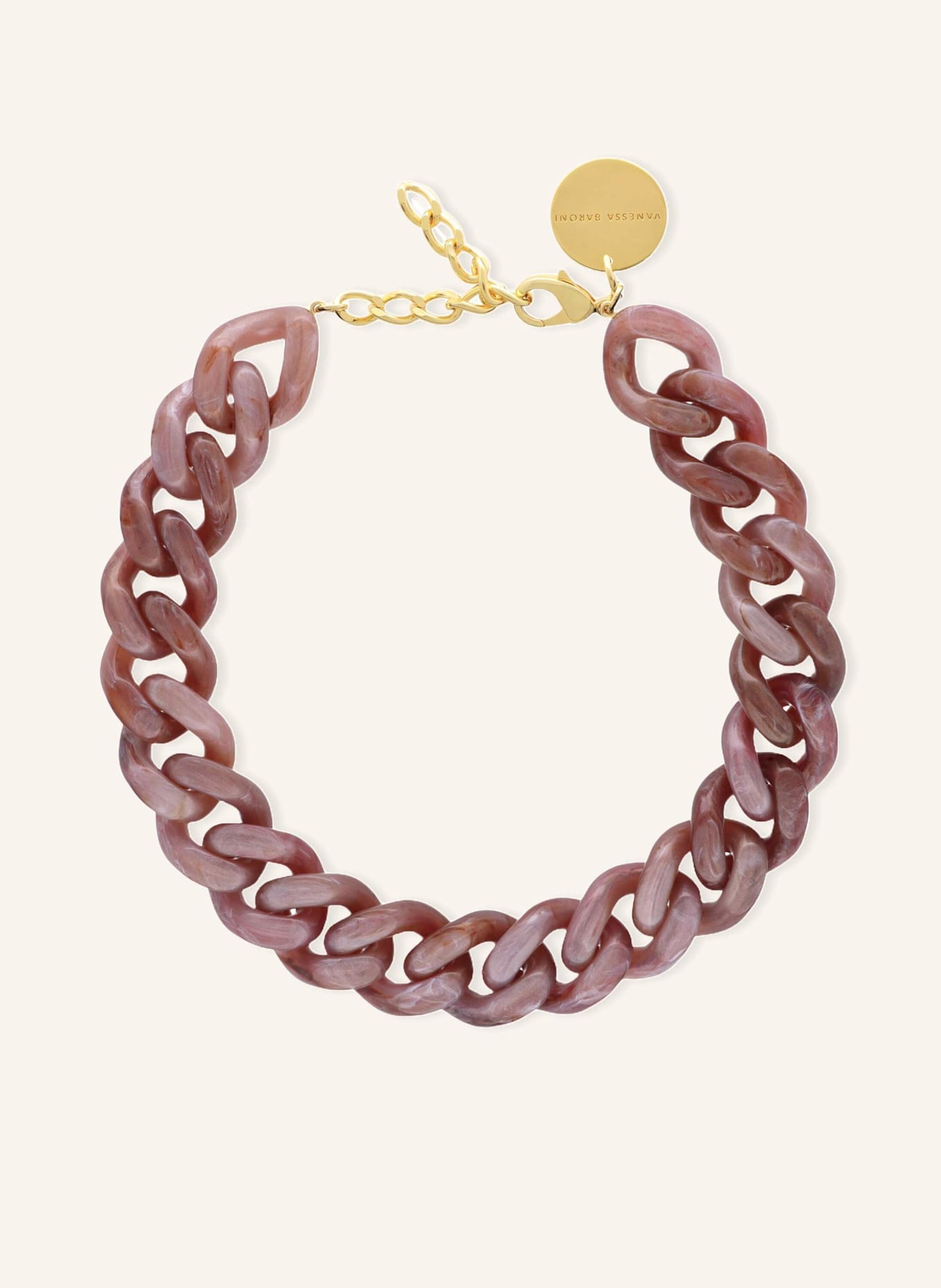 VANESSA BARONI Halskette FLAT CHAIN NECKLACE TOFFEE MARBLE by GLAMBOU, Farbe: GOLD (Bild 1)