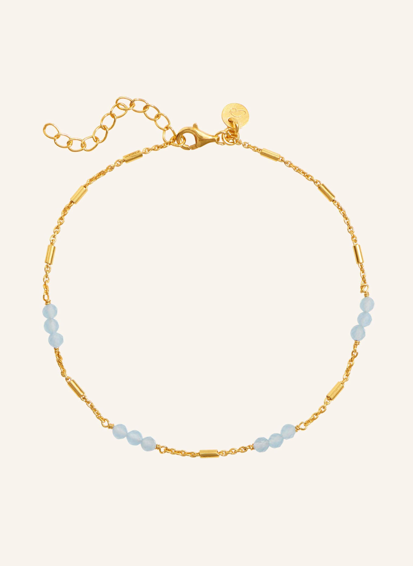 Pompidou Fußkette LINA CHALCEDONY BLUE by GLAMBOU, Farbe: GOLD (Bild 1)