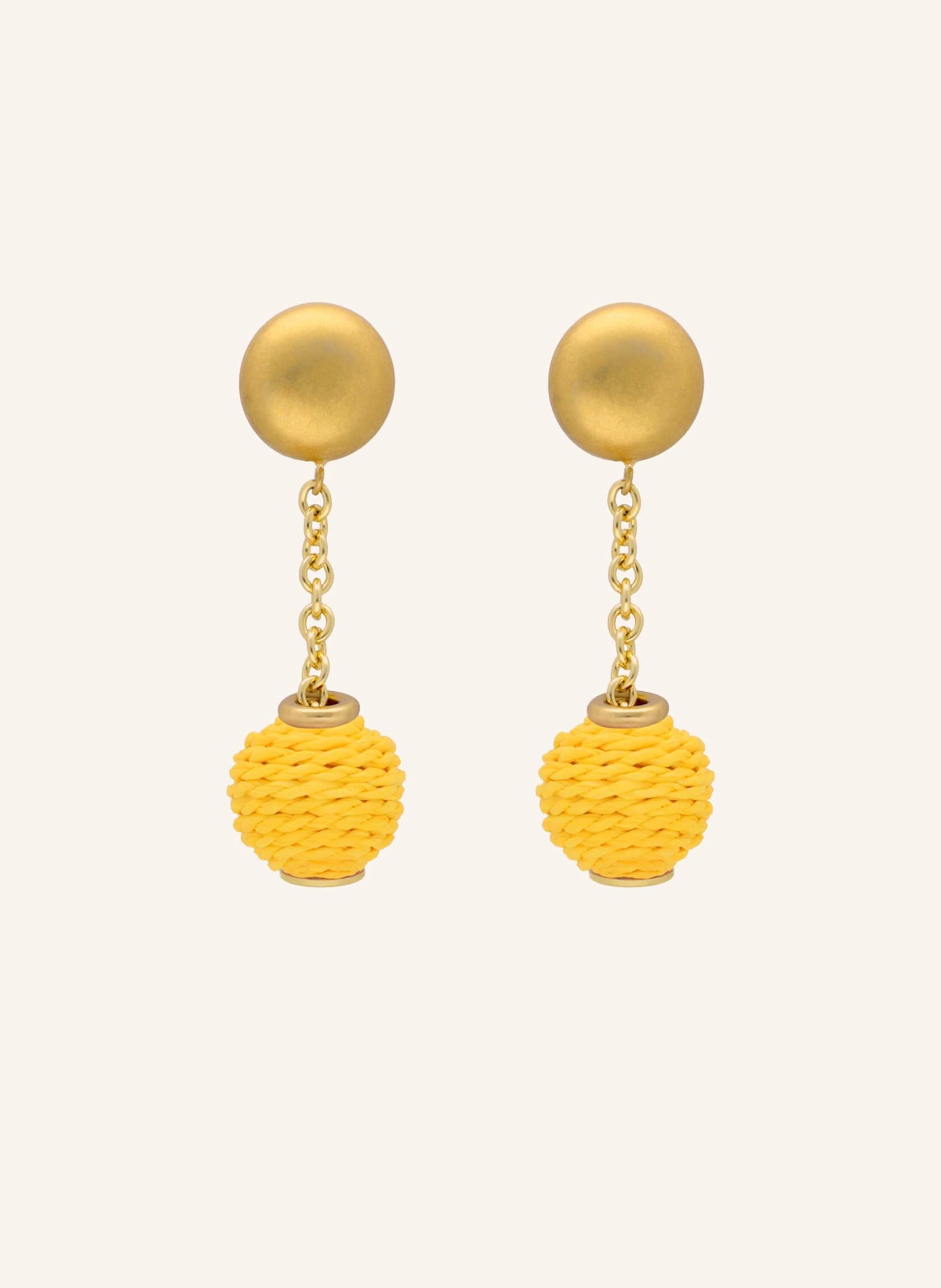 VANESSA BARONI Ohrringe HANGING RAFFIA DOT EARRING YELLOW by GLAMBOU, Farbe: GELB (Bild 1)