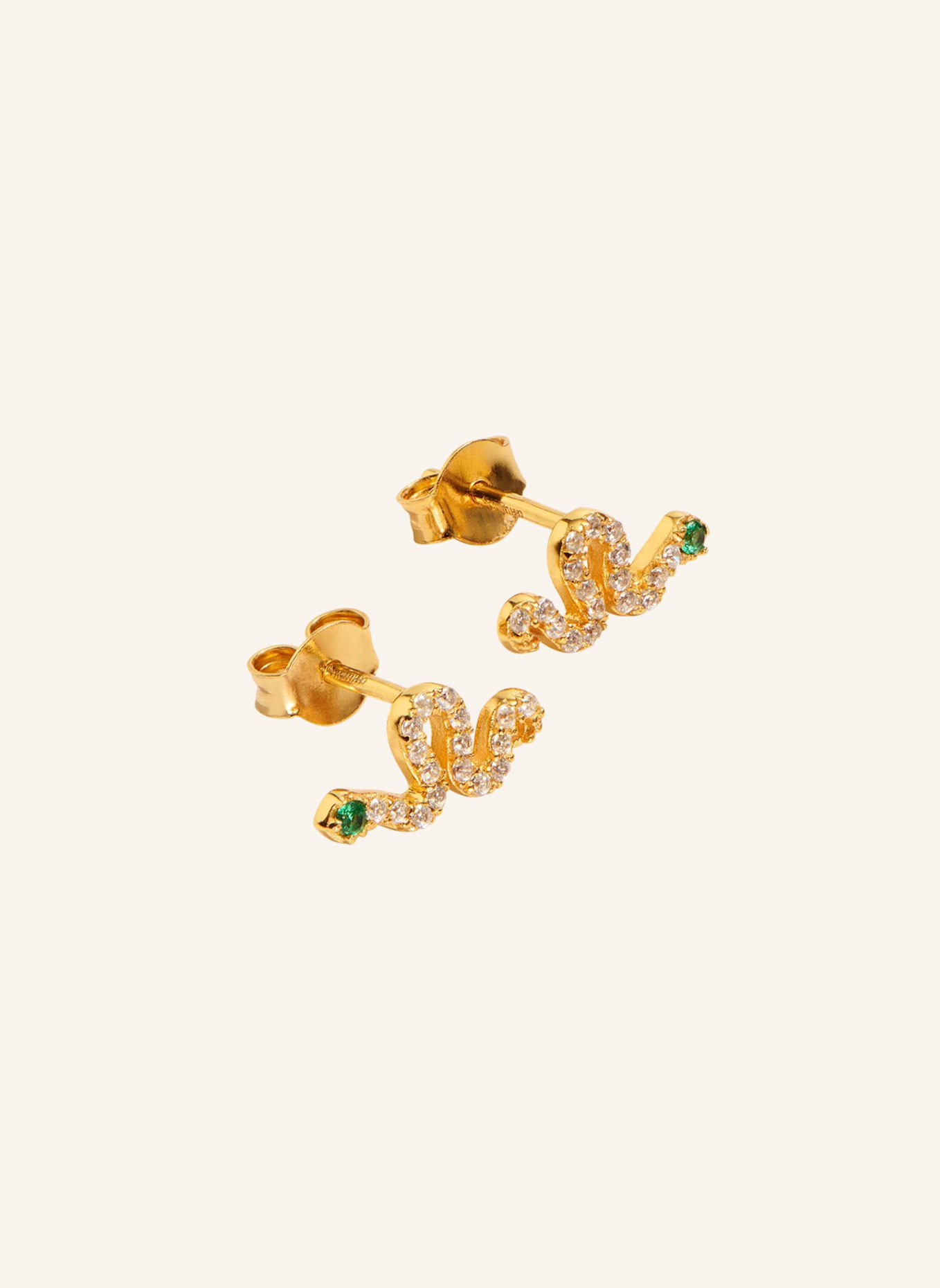 OHH LUILU Ohrringe GREEN SNAKE STUDS by GLAMBOU, Farbe: GOLD (Bild 1)