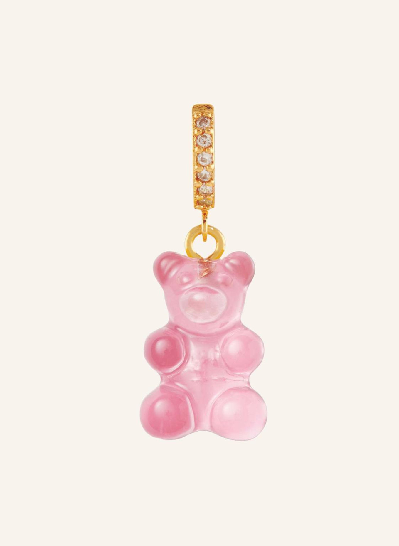 CRYSTAL HAZE Single-Ohrring BUBBLEGUM NOSTALGIA BEAR HOOP by GLAMBOU, Farbe: PINK (Bild 1)