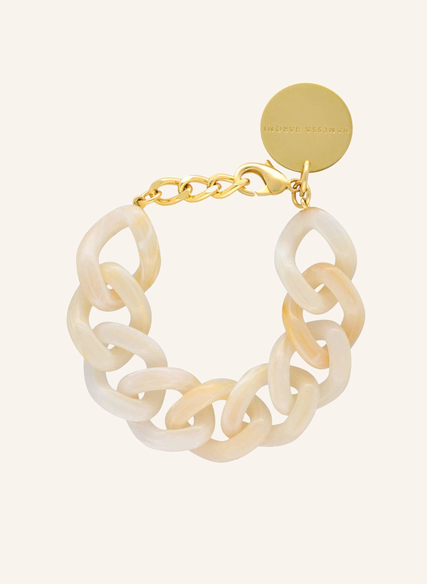 VANESSA BARONI Armband FLAT CHAIN BRACELET PEARL MARBLE by GLAMBOU, Farbe: WEISS (Bild 1)