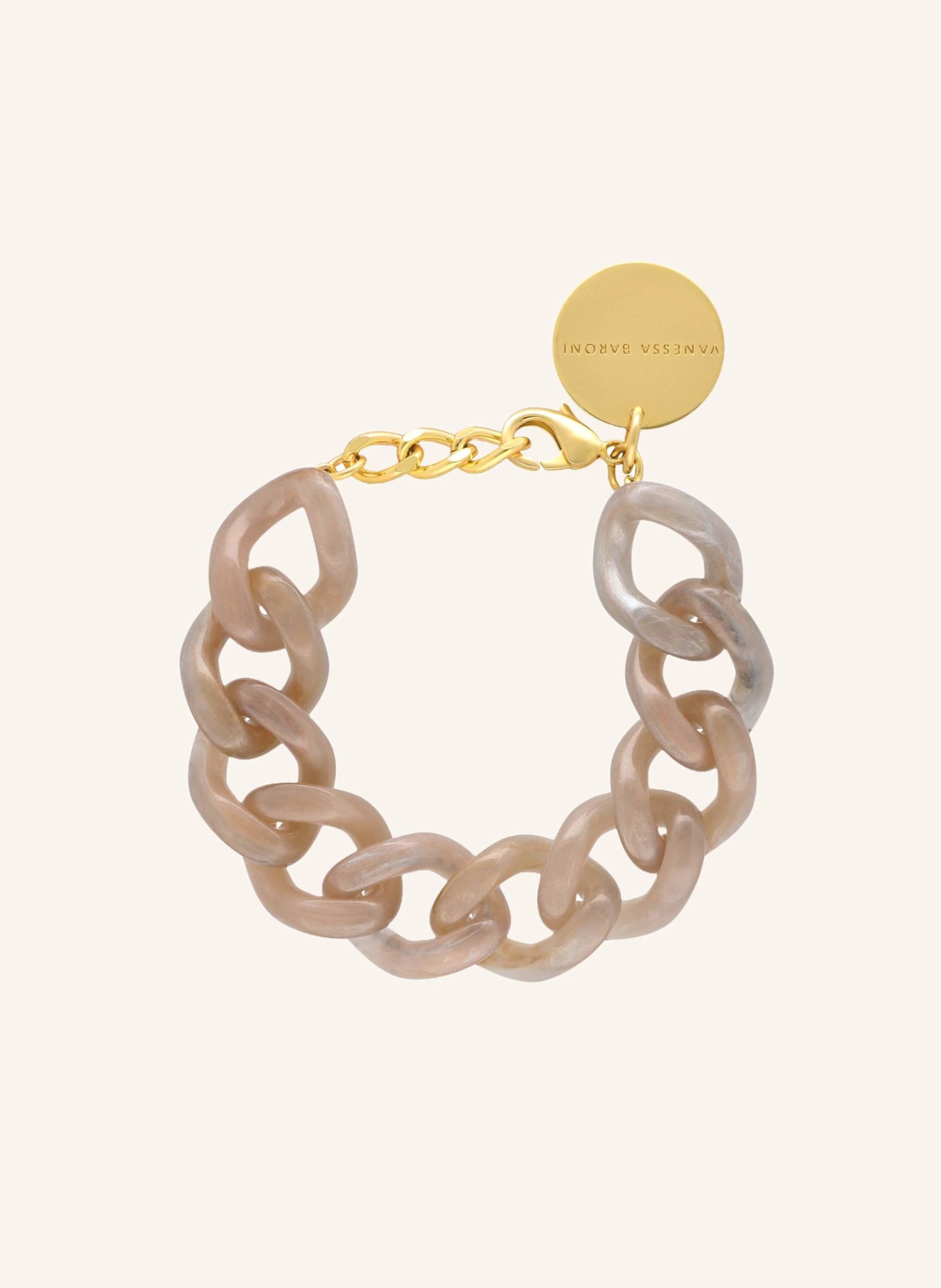 VANESSA BARONI Armband MINI FLAT CHAIN BRACELET BIANCONE MARBLE by GLAMBOU, Farbe: GOLD (Bild 1)