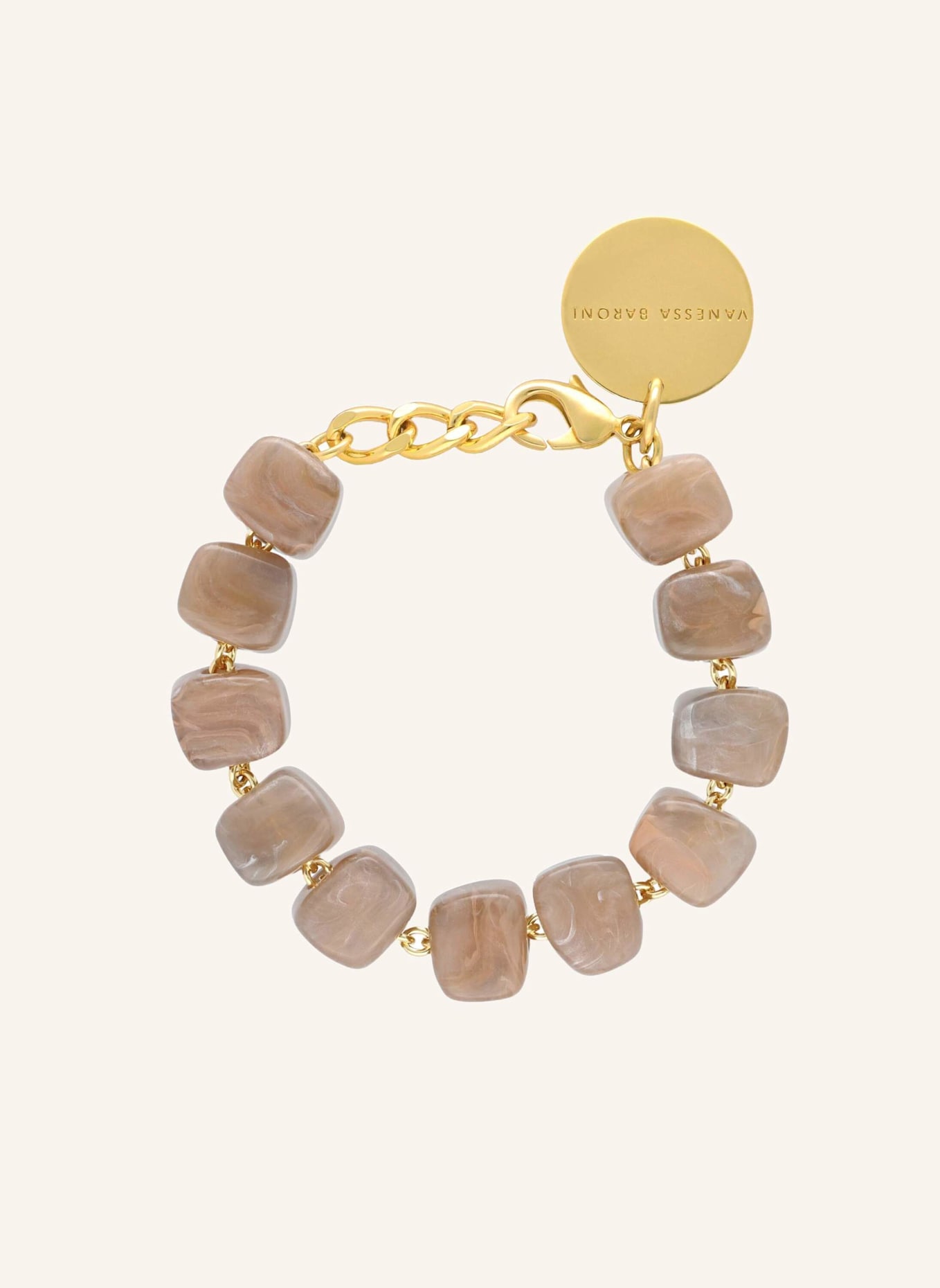 VANESSA BARONI Armband MINI ORGANIC SHAPED BRACELET BIANCONE MARBLE by GLAMBOU, Farbe: GOLD (Bild 1)