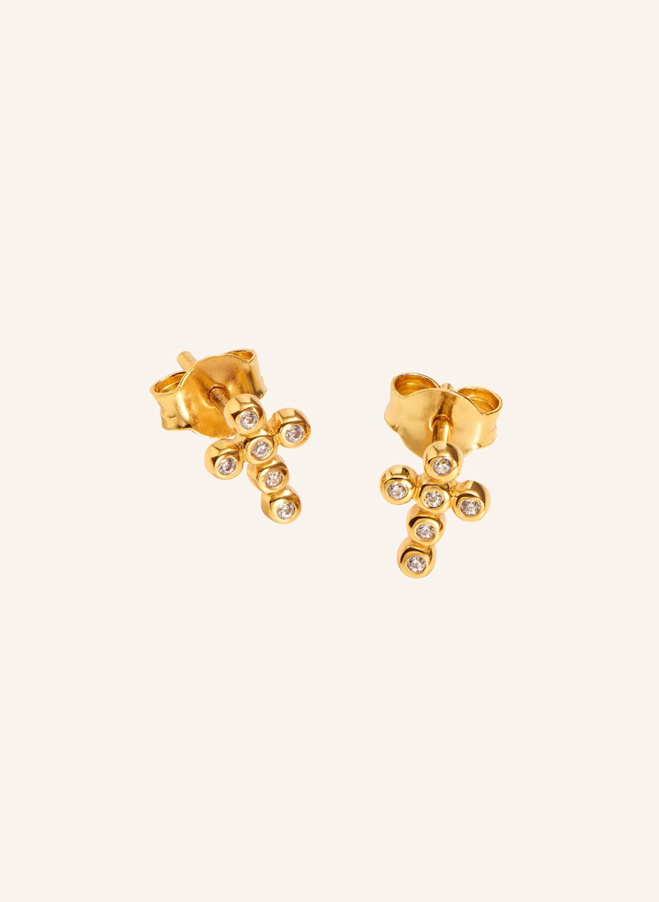 OHH LUILU Ohrringe TINY CROSS STUDS by GLAMBOU, Farbe: GOLD (Bild 1)