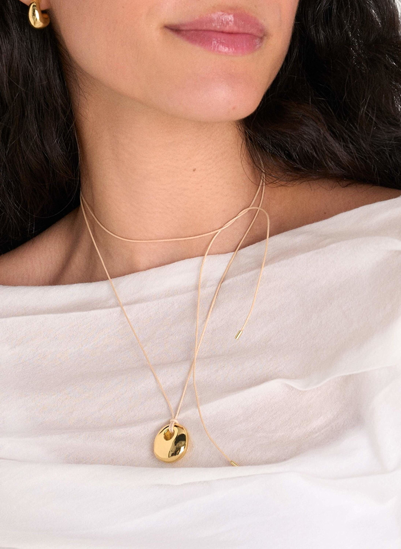 Pompidou Halskette PEBBLES CORD NECKLACE by GLAMBOU: GOLD