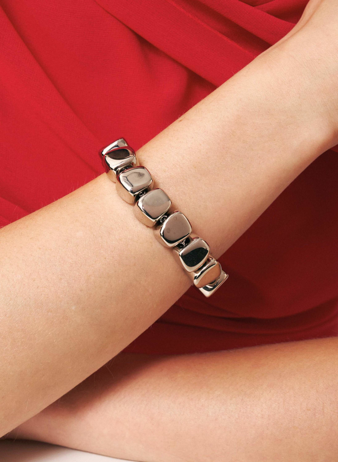 VANESSA BARONI Armband MINI ORGANIC SHAPED BRACELET SNOW GREEN MARBLE by GLAMBOU: SILBER