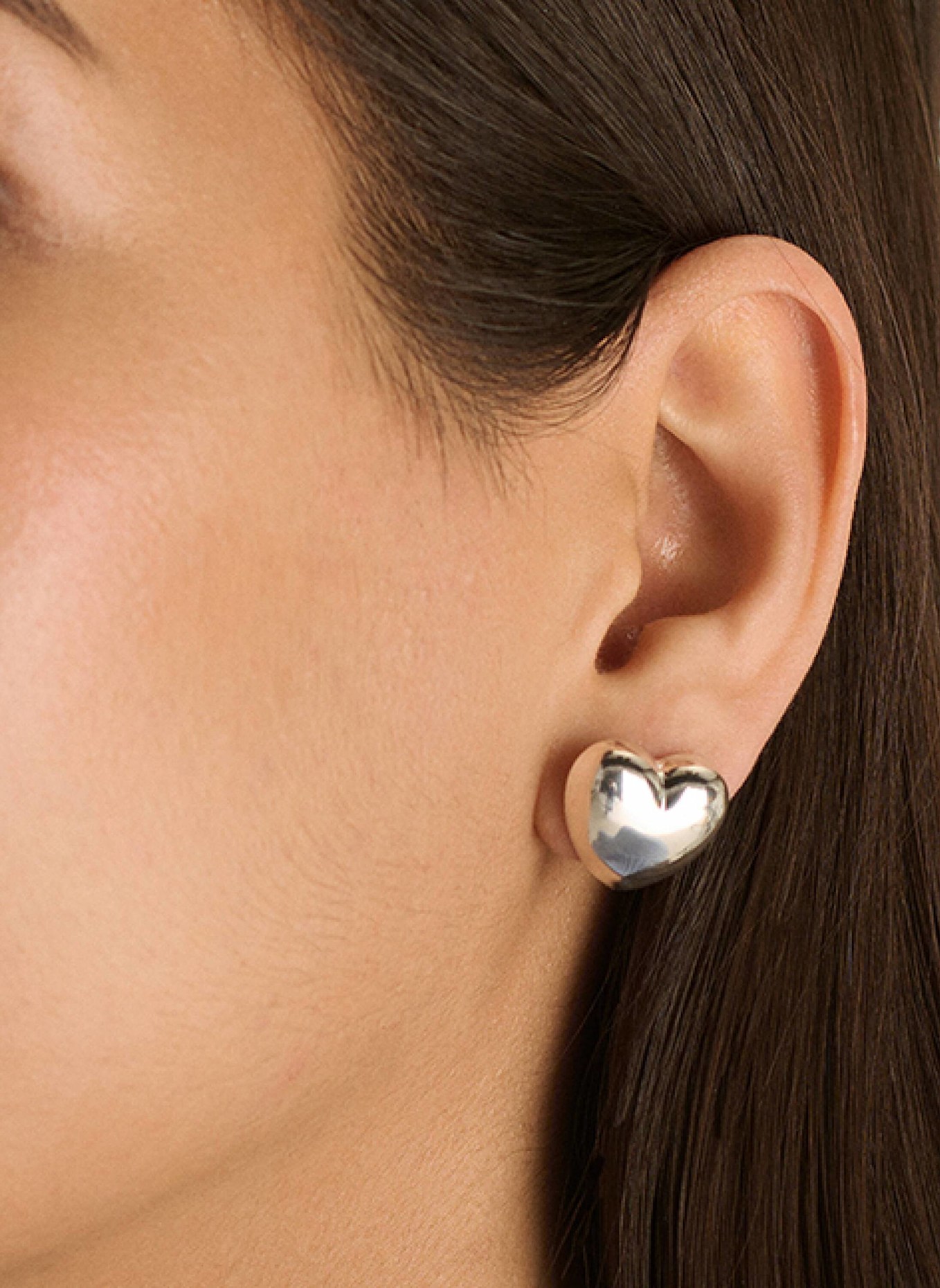 Pompidou Ohrstecker PUFFY HEART MEDI by GLAMBOU: SILBER