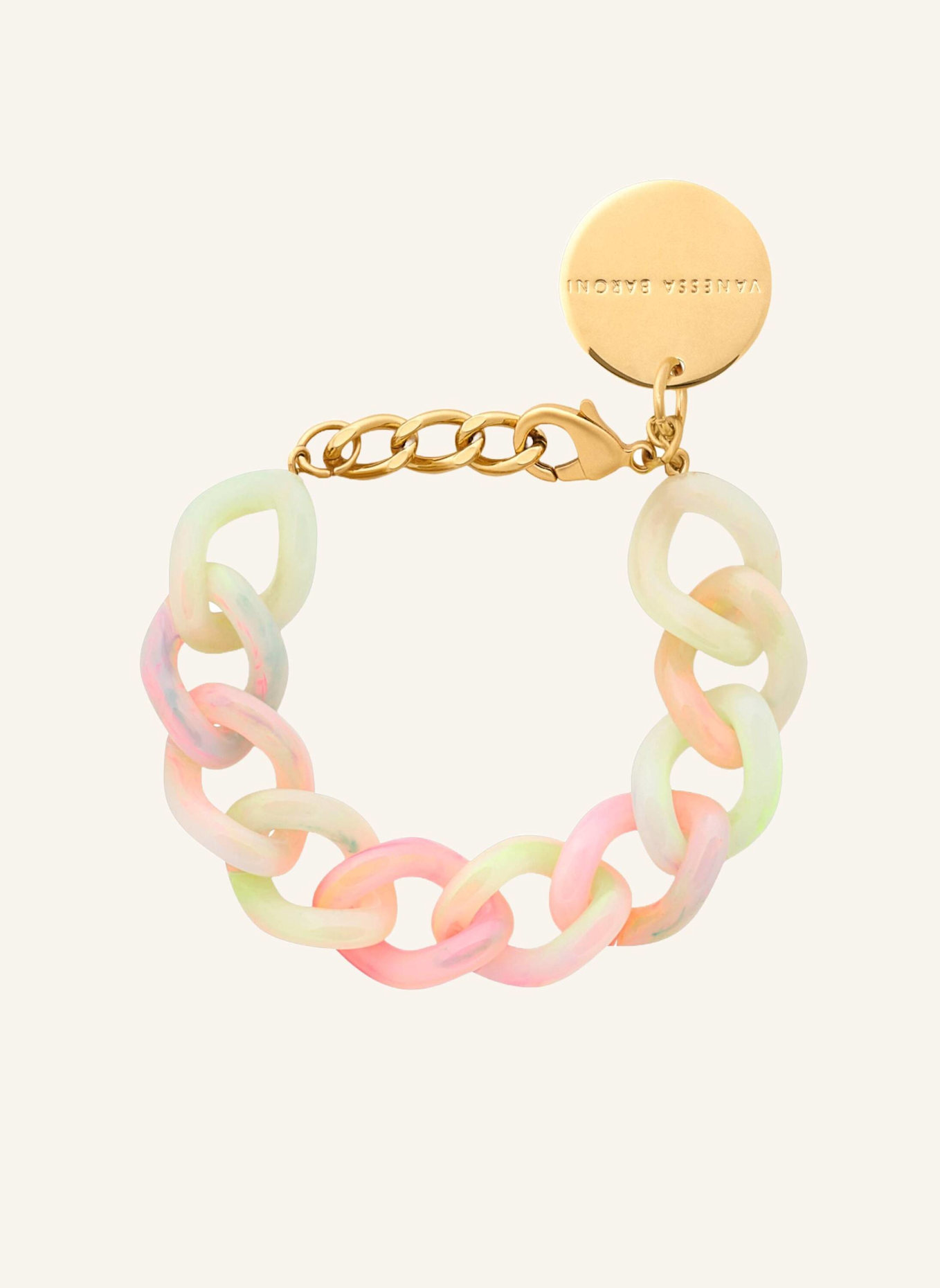 VANESSA BARONI Armband MINI FLAT CHAIN BRACELET NEON RAINBOW by GLAMBOU: GOLD
