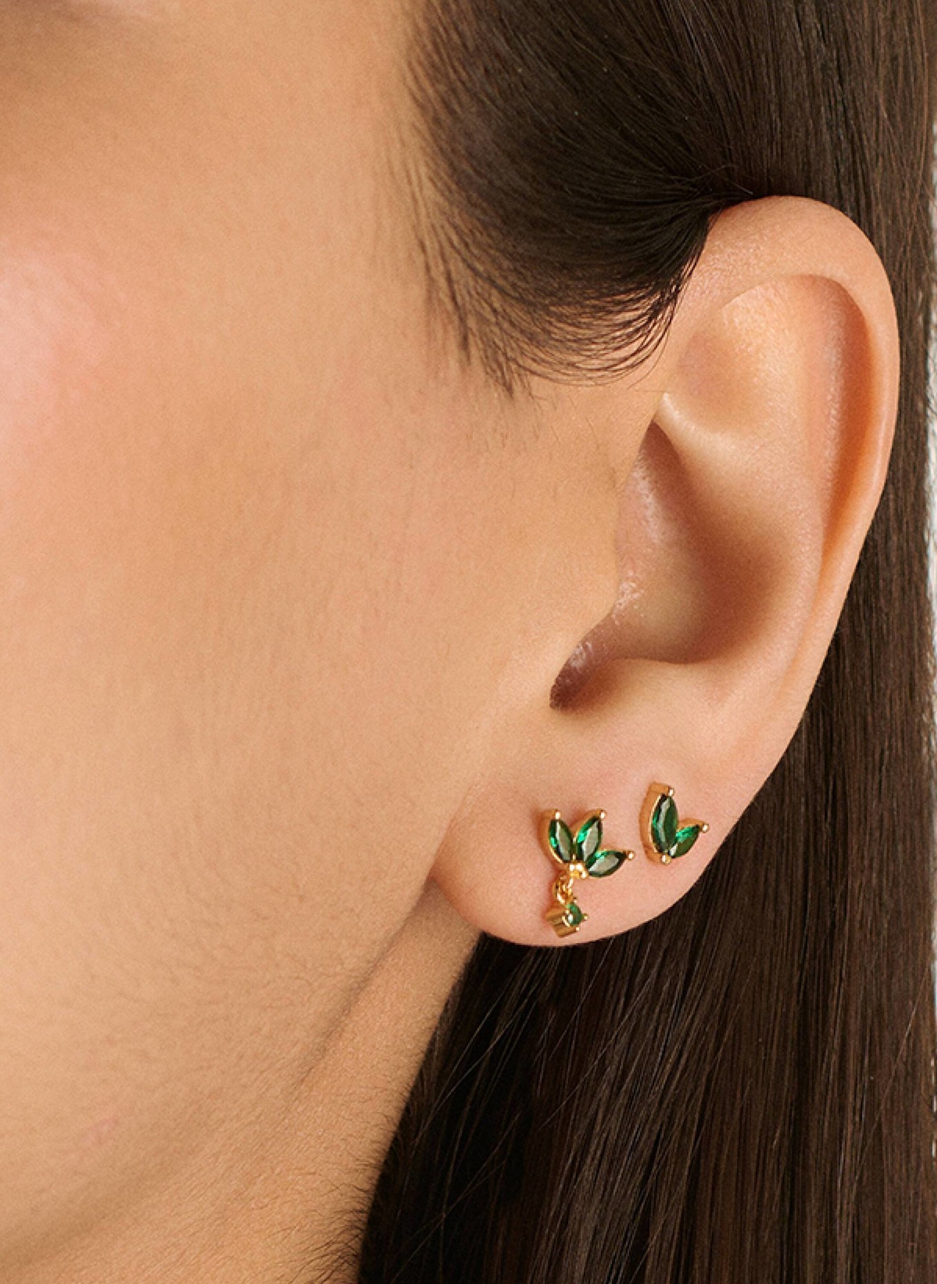OHH LUILU Ohrhänger KYLEE PETALS STUDS GREEN by GLAMBOU: GRÜN