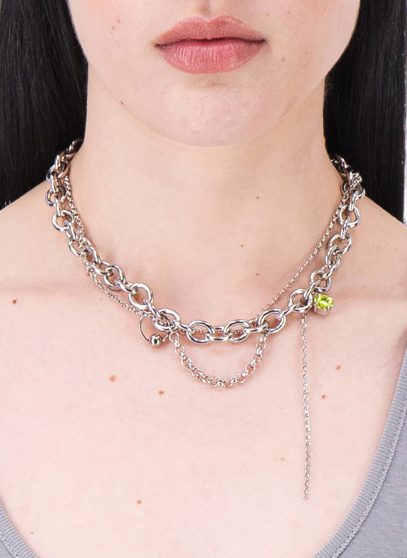 Justine Clenquet Halskette LUCY SUMMER ACID GREEN by GLAMBOU: SILBER