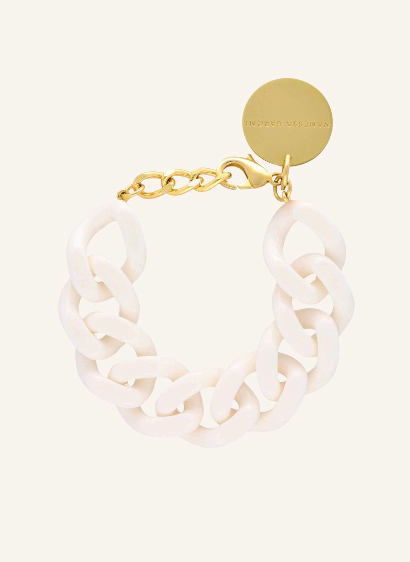 VANESSA BARONI Armband FLAT CHAIN BRACELET OFF-WHITE by GLAMBOU: GOLD