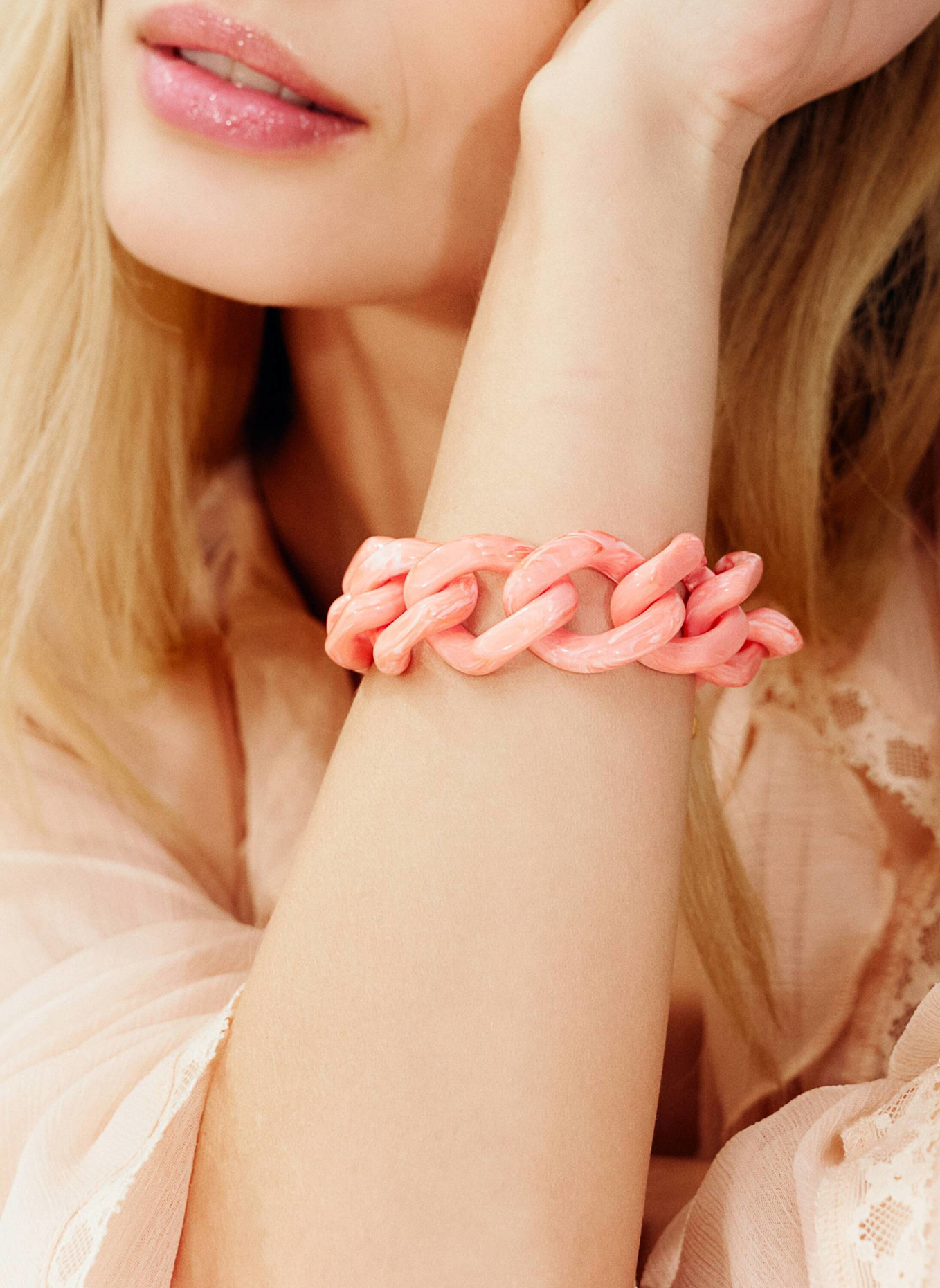 VANESSA BARONI Armband MINI FLAT CHAIN BRACELET STRAWBERRY ICECREAM by GLAMBOU: PINK