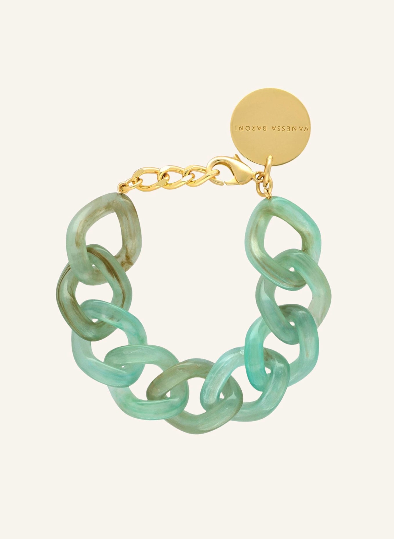 VANESSA BARONI Armband FLAT CHAIN BRACELET JADE by GLAMBOU: GRÜN