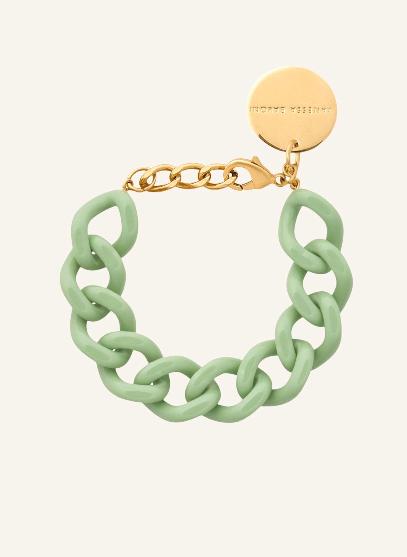 VANESSA BARONI Armband MINI FLAT CHAIN BRACELET PISTACHIO by GLAMBOU: GRÜN