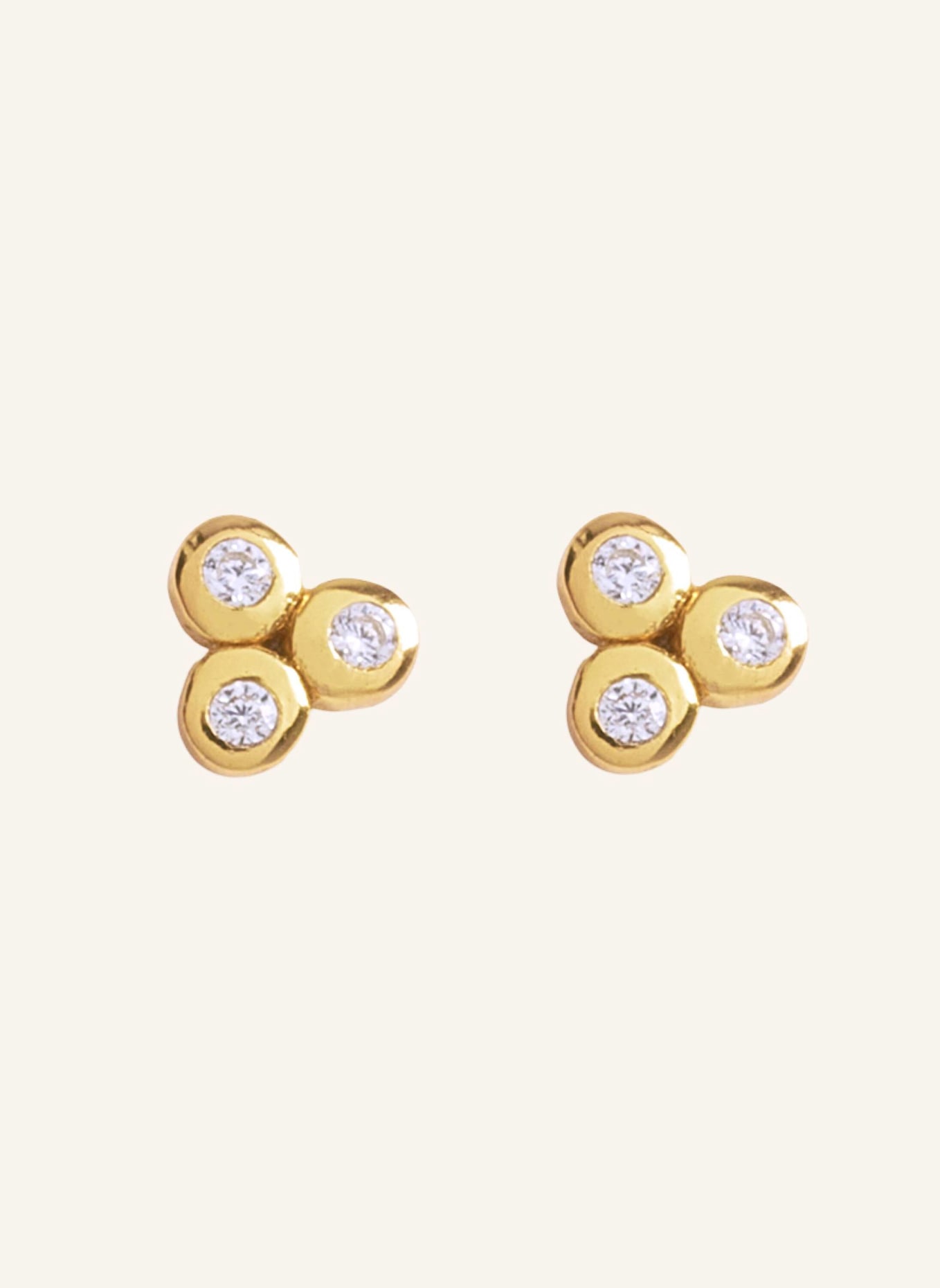 OHH LUILU Ohrringe TRINITY CRYSTAL STUDS by GLAMBOU: GOLD