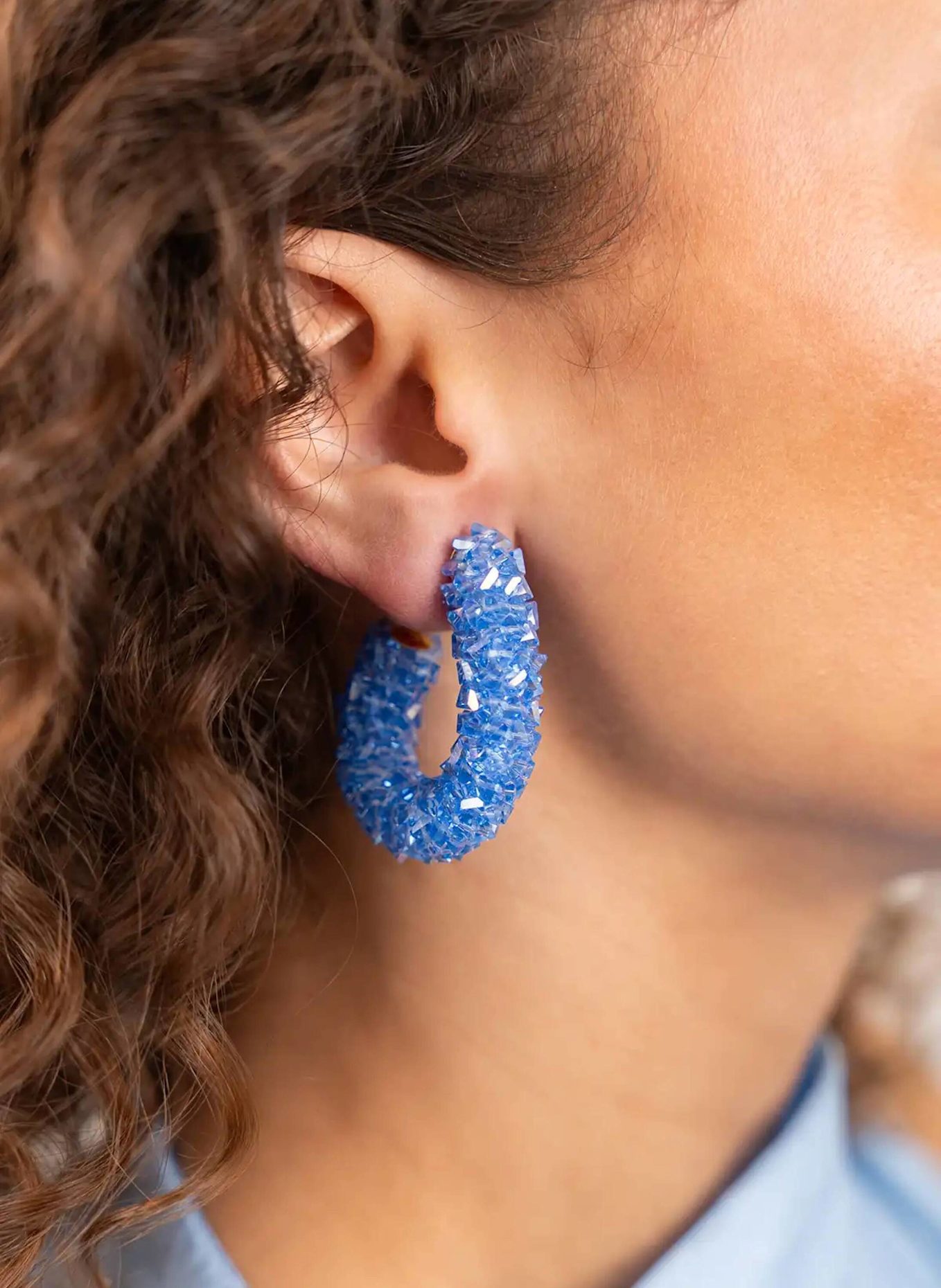 LOTT.gioielli Ohrhänger PASCALLE CREOLE RAW L AZURE by GLAMBOU: BLAU