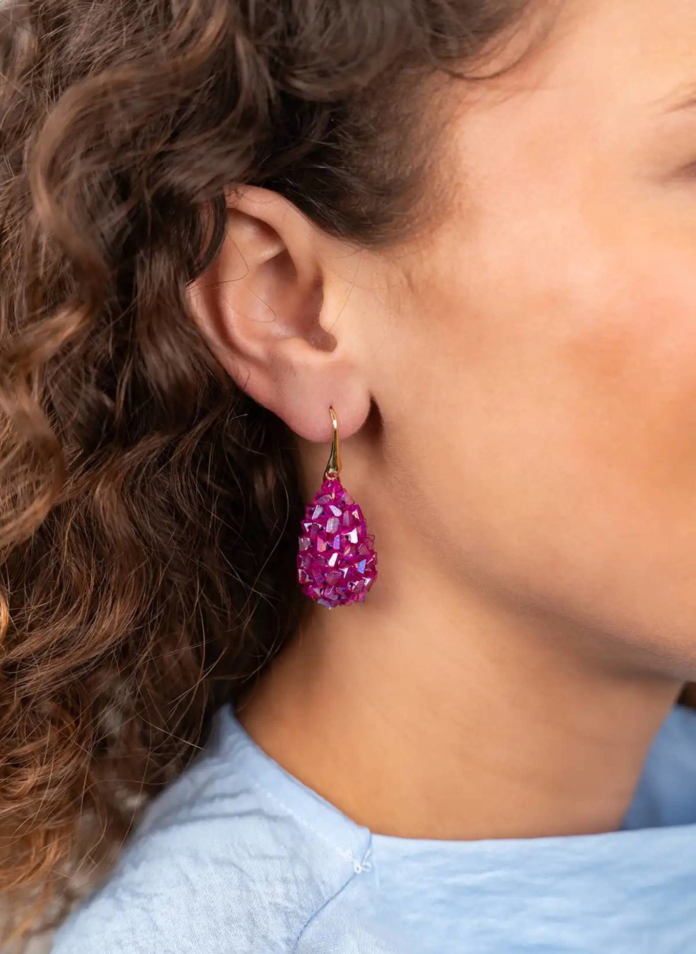 LOTT.gioielli Ohrhänger NOVA CONE XS RAW FUCHSIA PURPLE by GLAMBOU: PINK