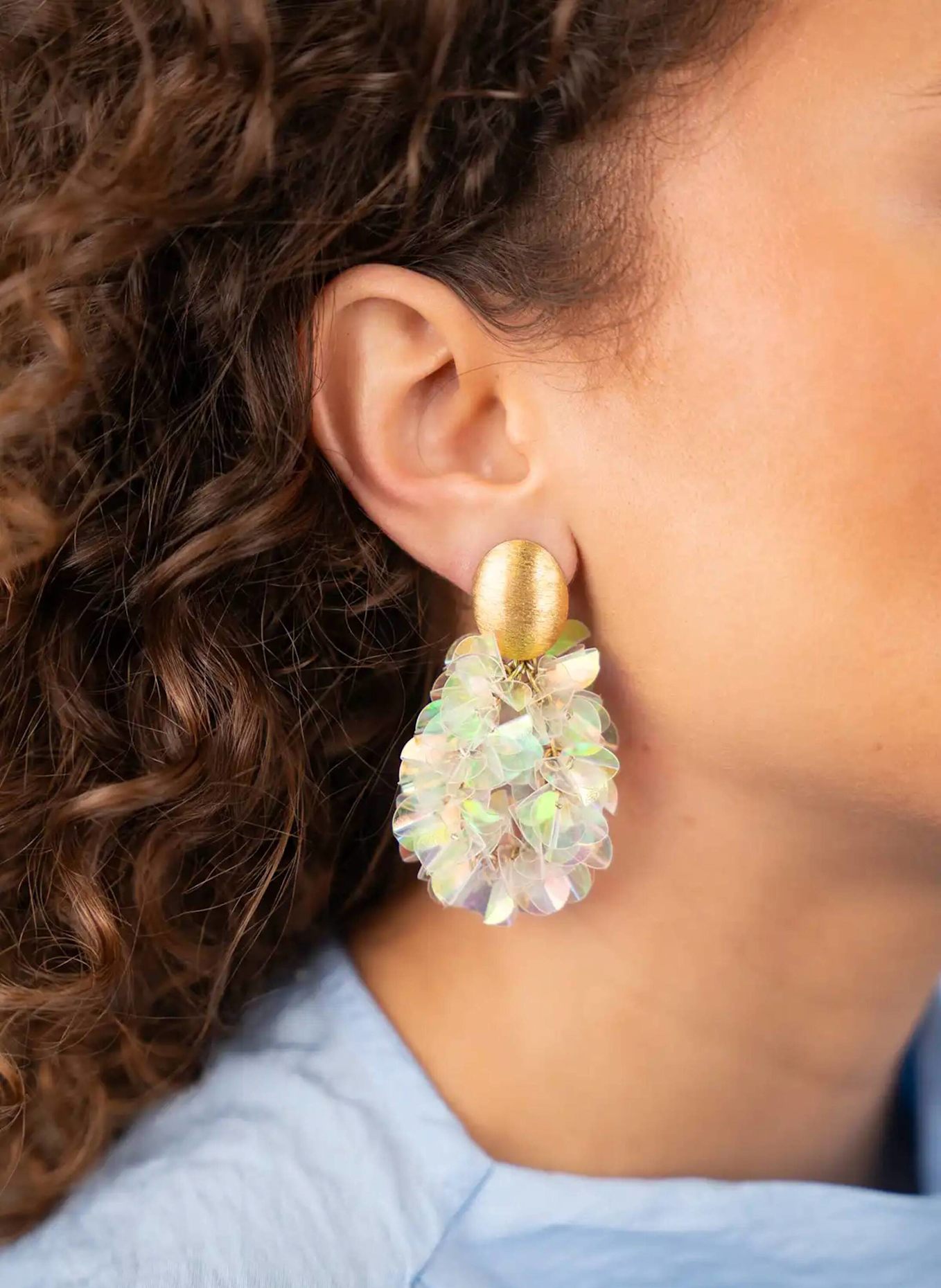 LOTT.gioielli Ohrhänger SAS SEQUIN OVAL M HOLO by GLAMBOU: GOLD