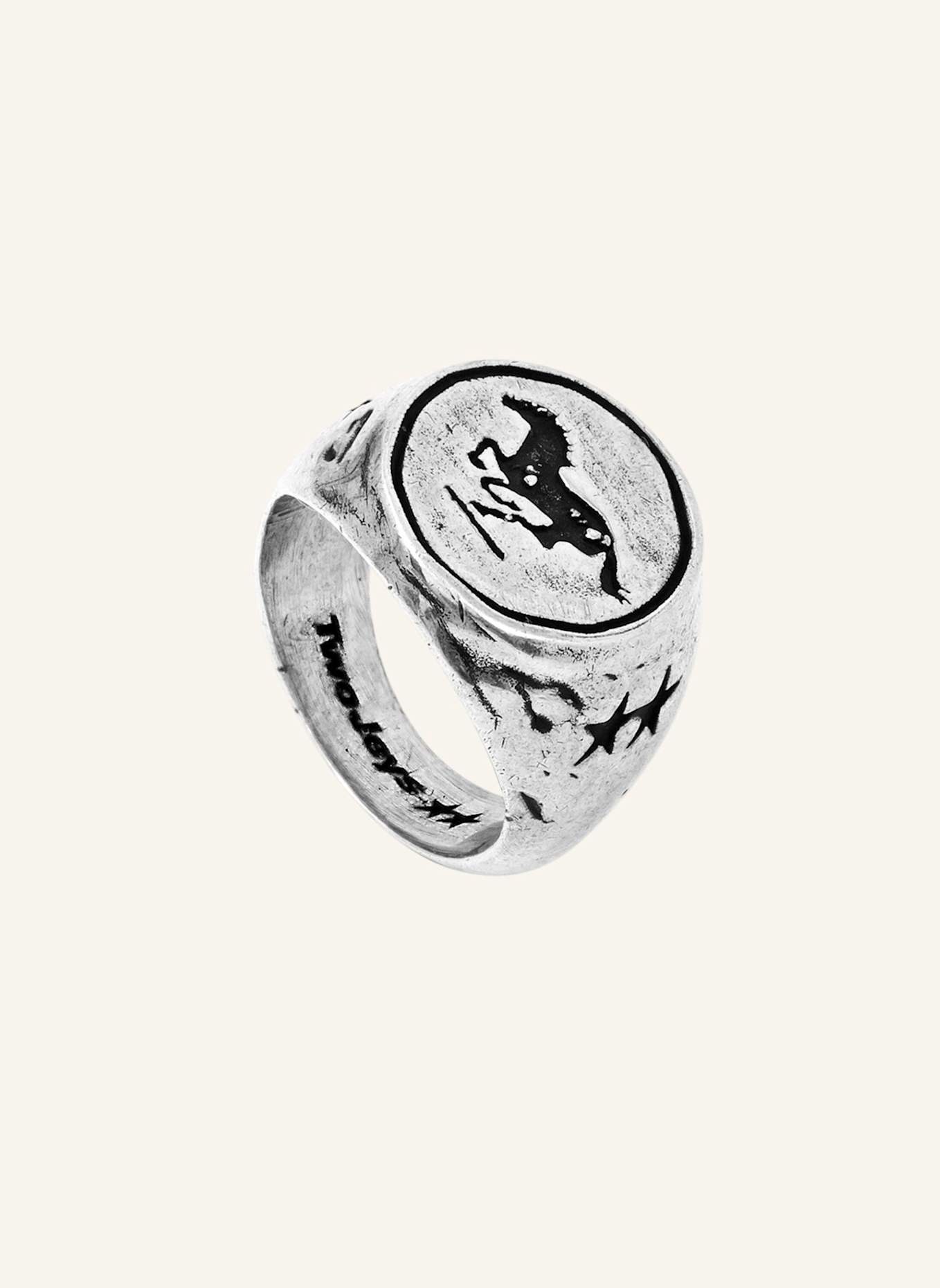 TwoJeys Ring GALLOPING SIGNET by GLAMBOU: SILBER