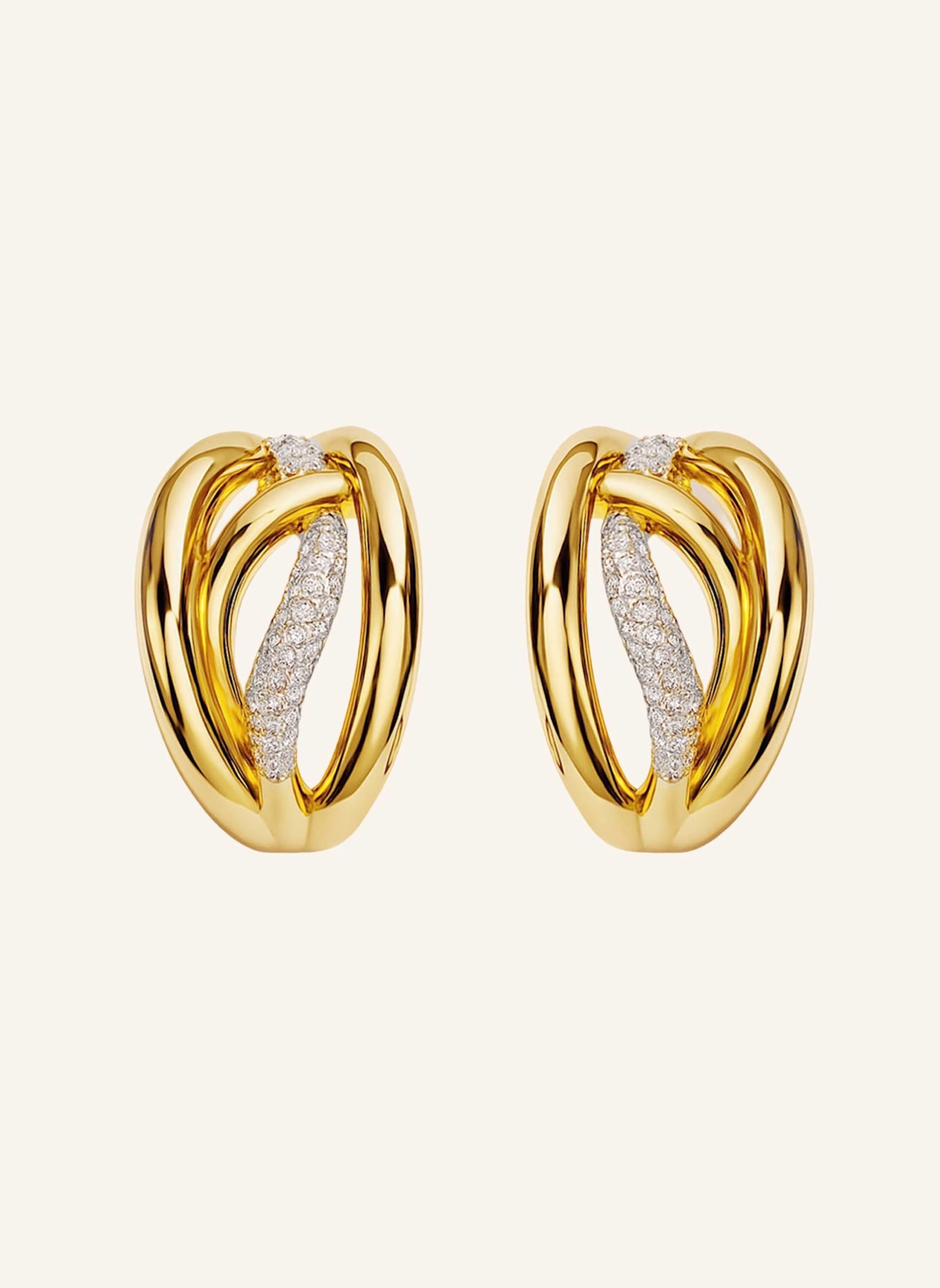 YOJ Ohrstecker BAREL PAVE MIDI HOOP EARRINGS by GLAMBOU: GOLD