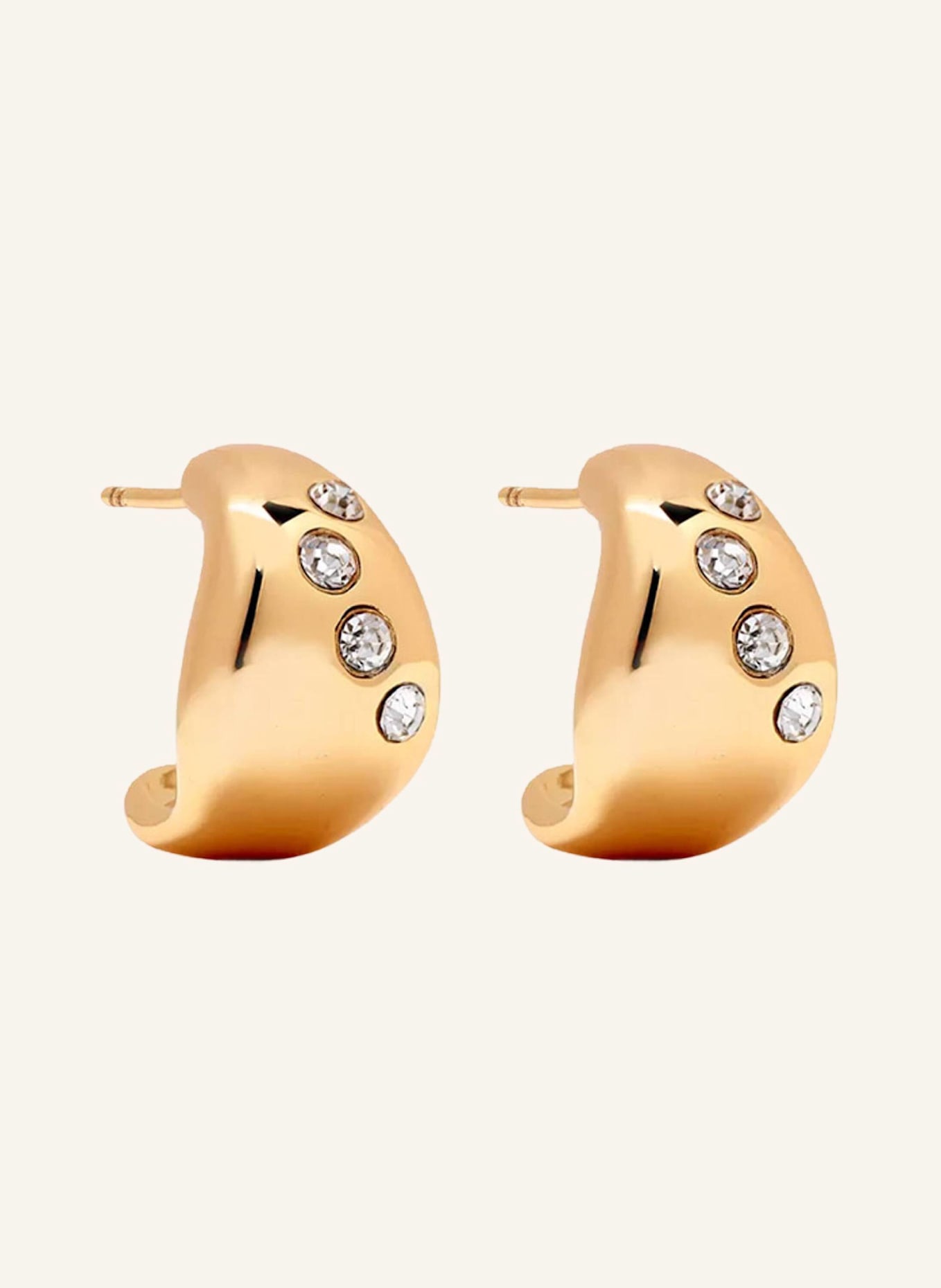 YOJ Ohrstecker REMENI CRYSTAL CHUBBY HOOP EARRINGS by GLAMBOU: GOLD