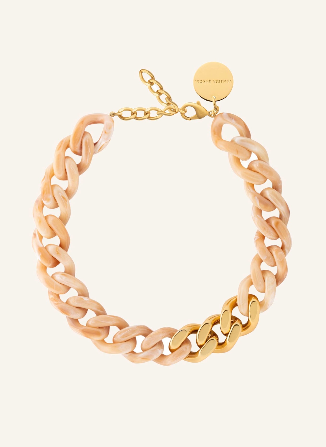 VANESSA BARONI Halsketten FLAT CHAIN NECKLACE WITH GOLD CREME BRULEE MARBLE by GLAMBOU: GOLD