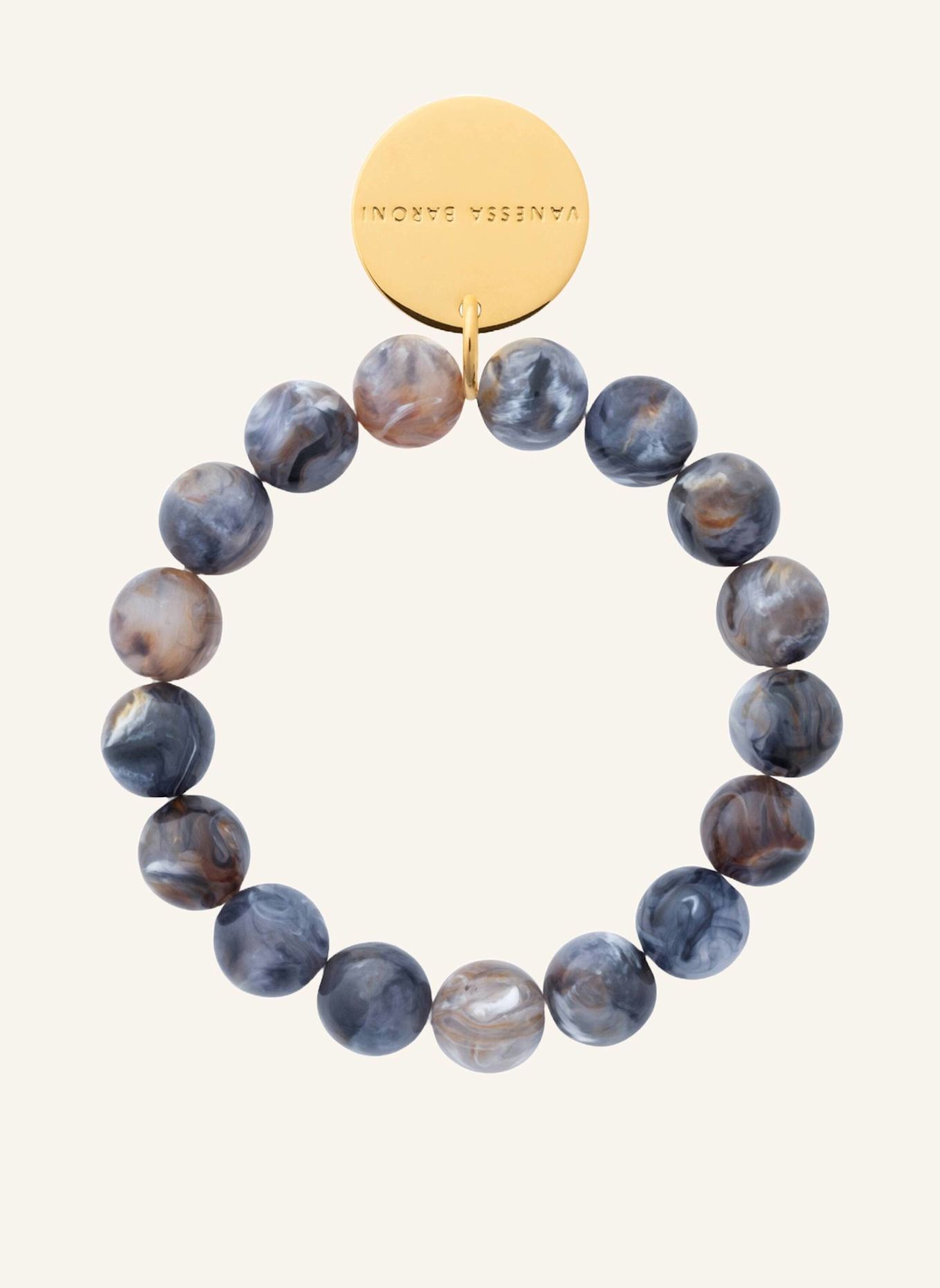 VANESSA BARONI Armbänder MINI BEADS FLEX BRACELET BLUE JEANS MARBLE by GLAMBOU: GOLD