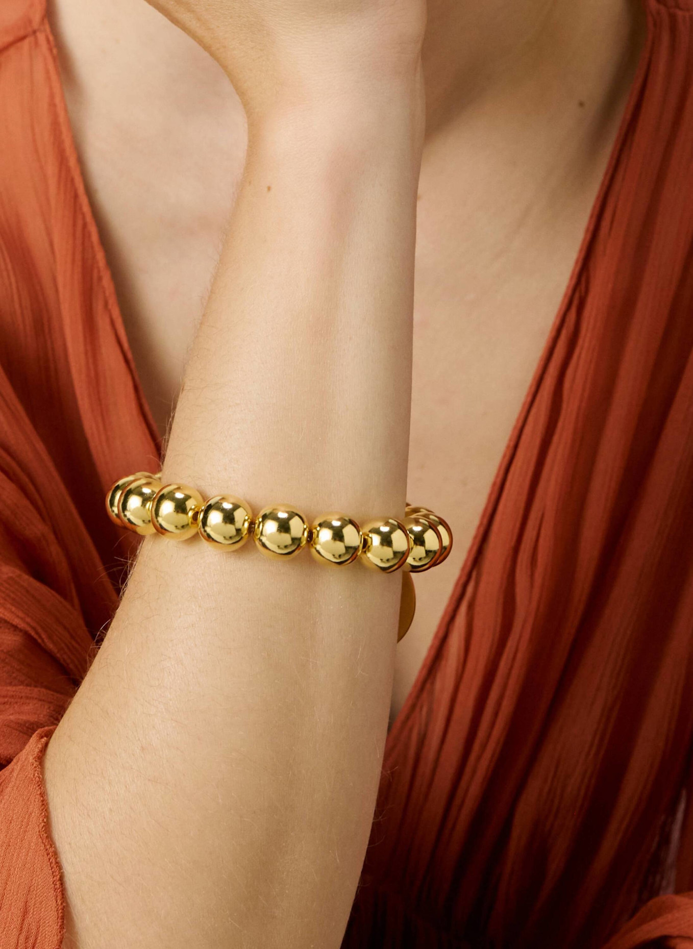 VANESSA BARONI Armbänder MINI BEADS FLEX BRACELET GOLD by GLAMBOU: GOLD