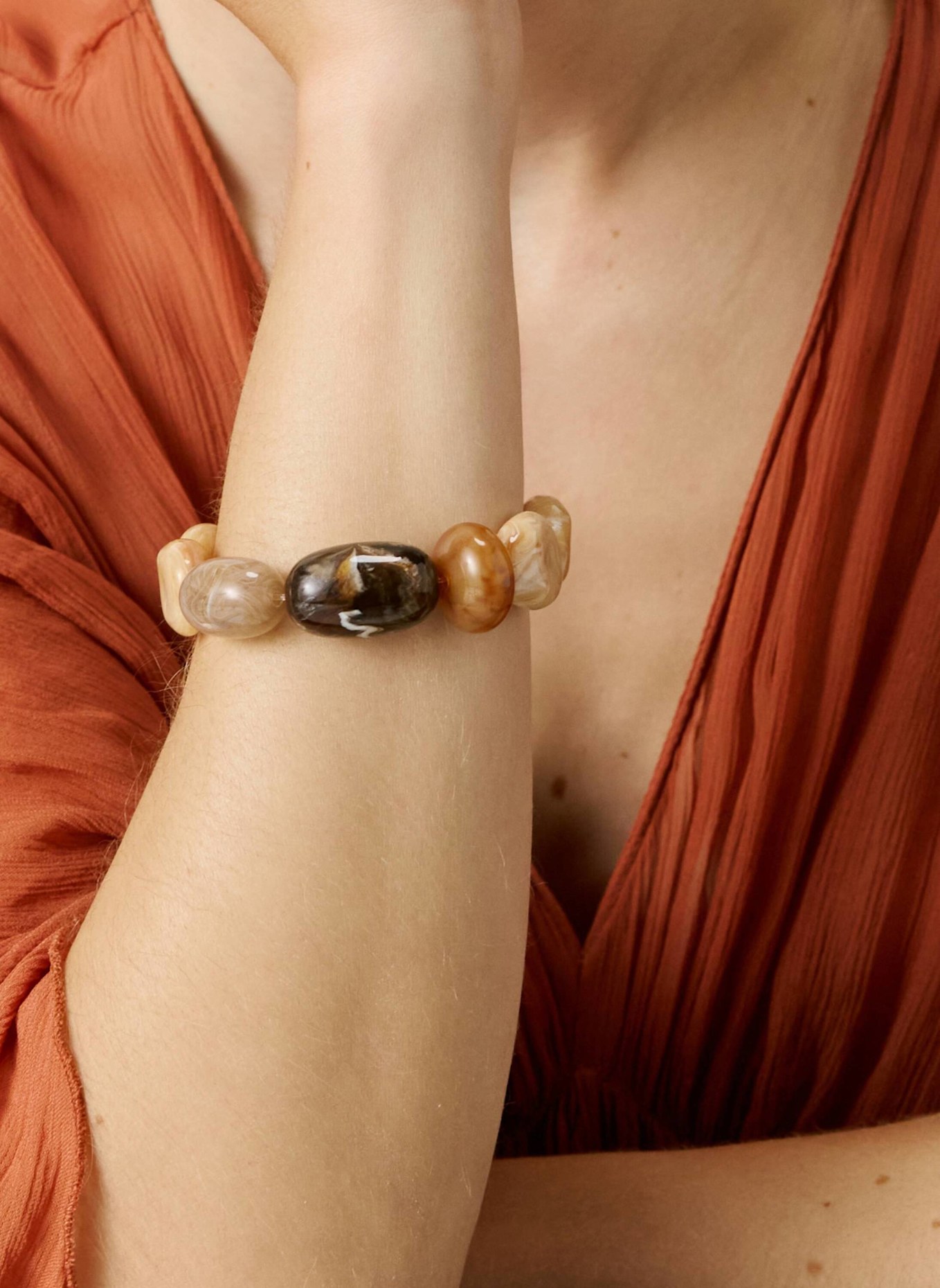 VANESSA BARONI Armbänder UNIQUE FLEX BRACELET CREME BRULEE MARBLE by GLAMBOU: GOLD