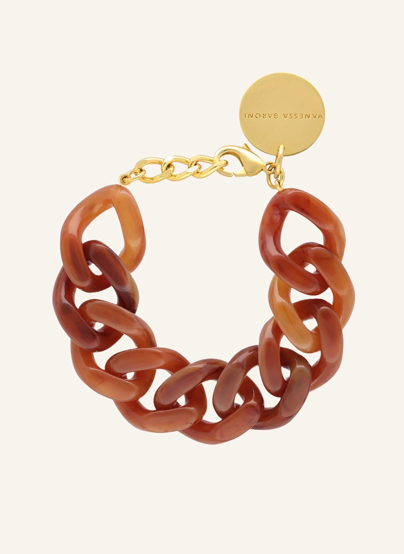 VANESSA BARONI Armbänder FLAT CHAIN BRACELET COGNAC MARBLE by GLAMBOU: GOLD