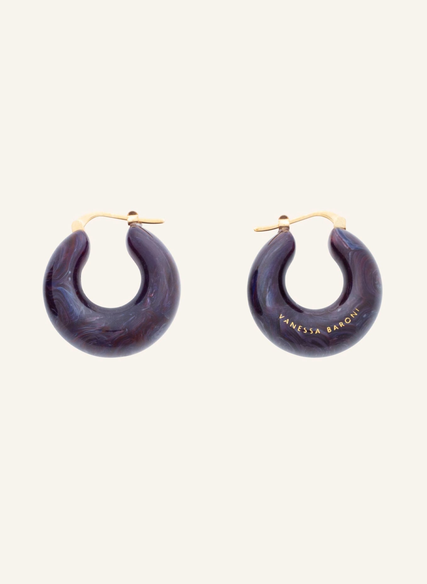 VANESSA BARONI Creolen CIRCLET EARRING BLUE JEANS MARBLE by GLAMBOU: GOLD