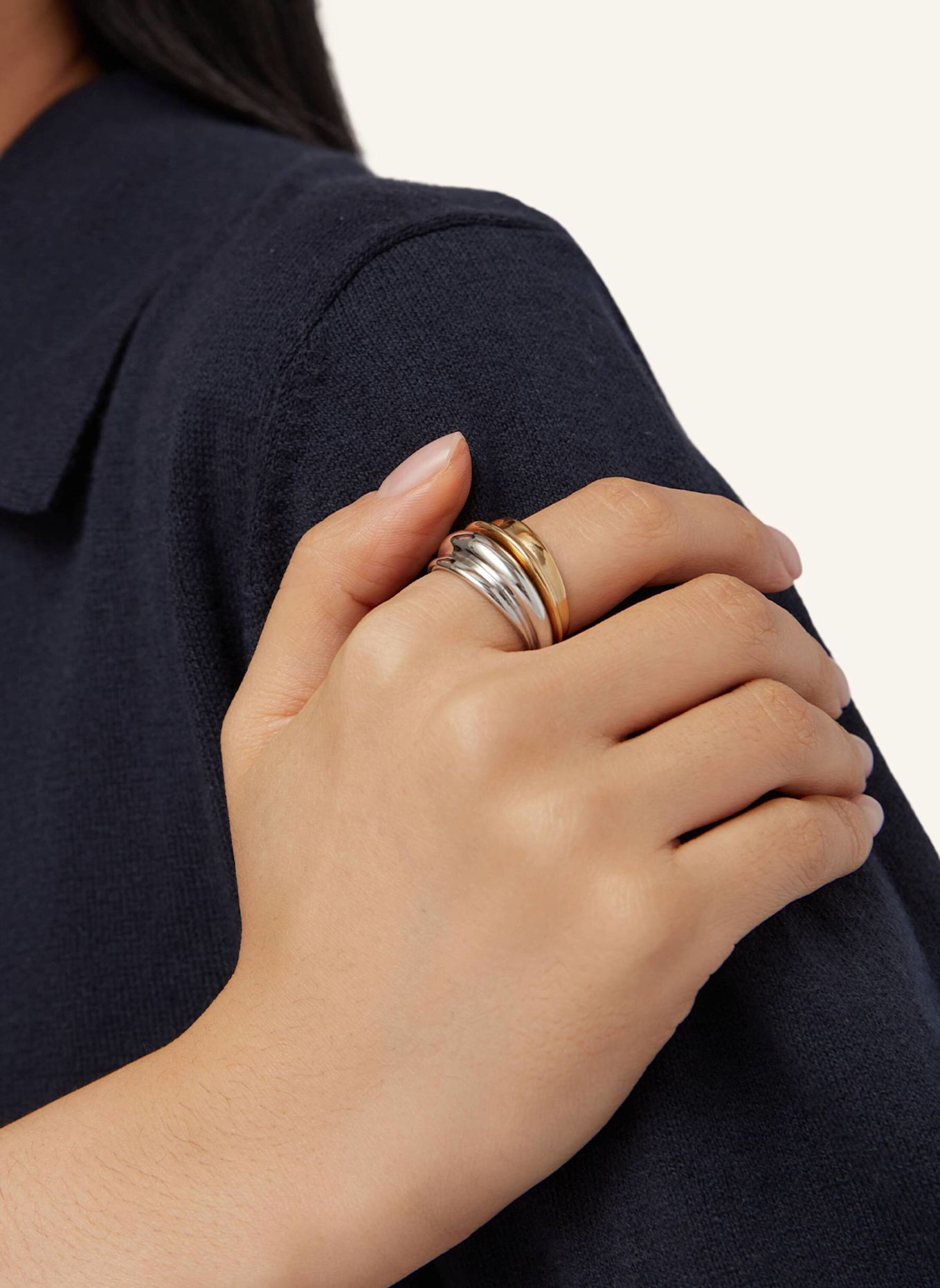 Jenny Bird Ring LENNON RING SET TWO-TONE by GLAMBOU: GOLD