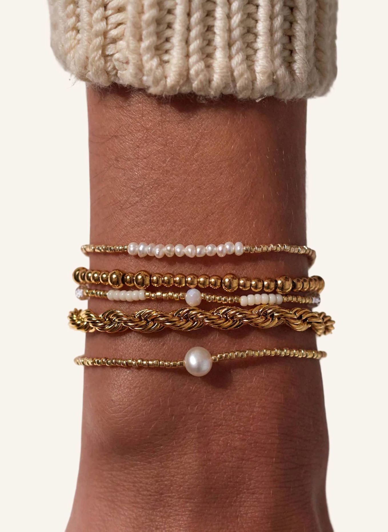 ANNI LU Armband SLIM PEARLY by GLAMBOU: GOLD