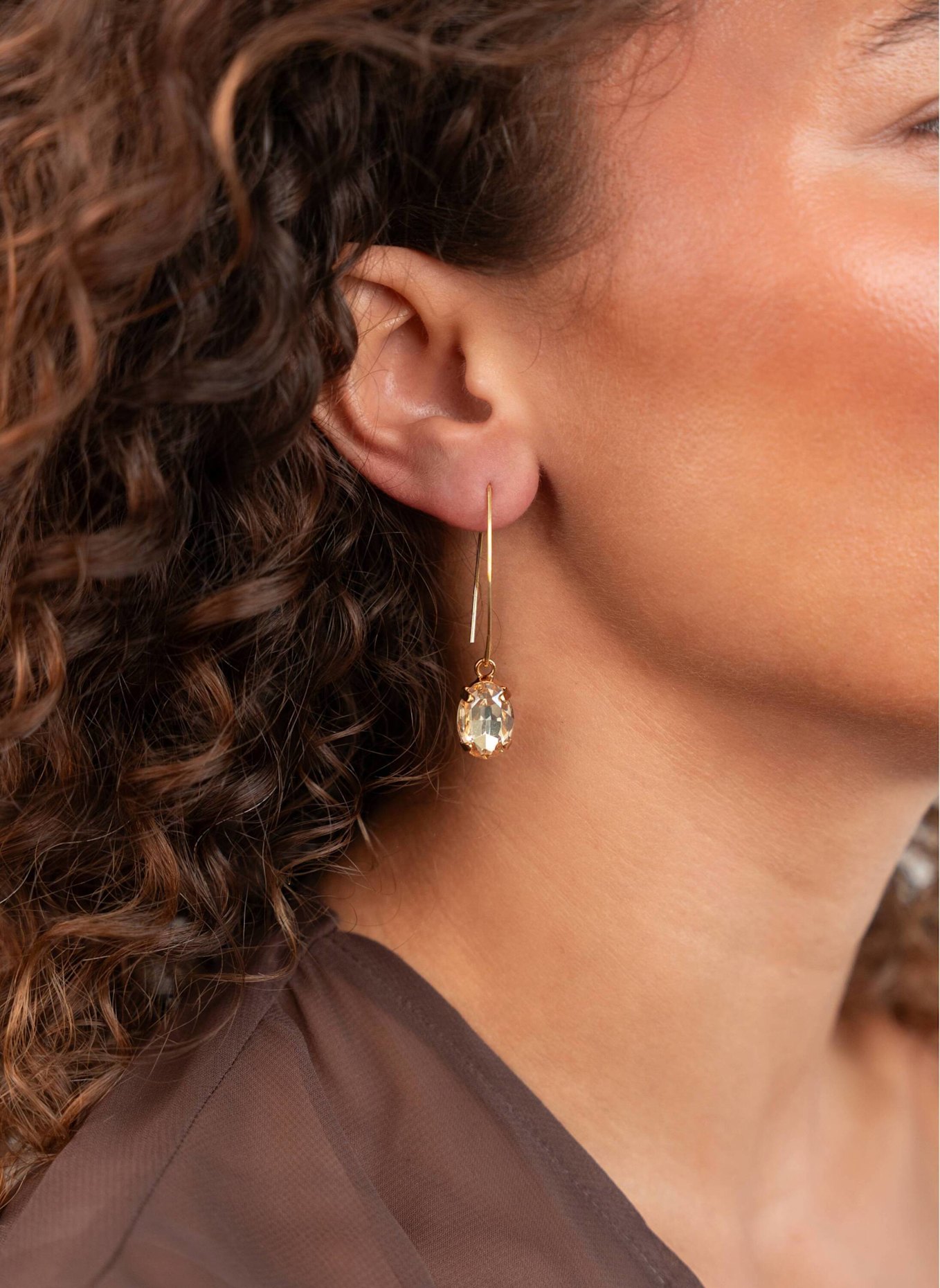 LOTT.gioielli Ohrringe DAAN OVAL STRASS PENDANT S SHADOW by GLAMBOU: GOLD