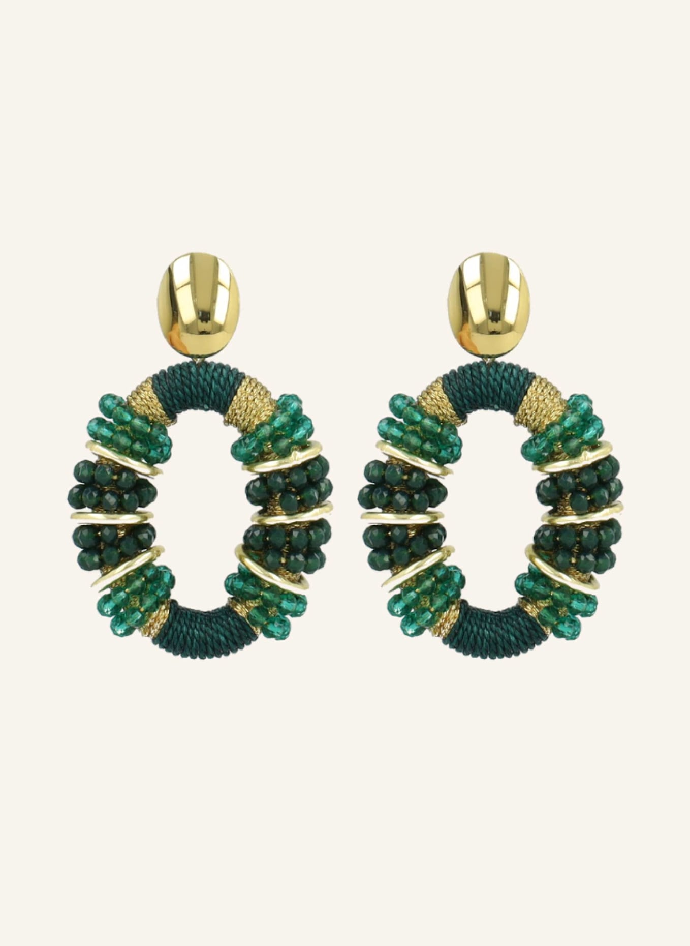 LOTT.gioielli Ohrringe ELLE COMBI OVAL DELUXE M EMERALD by GLAMBOU: GOLD