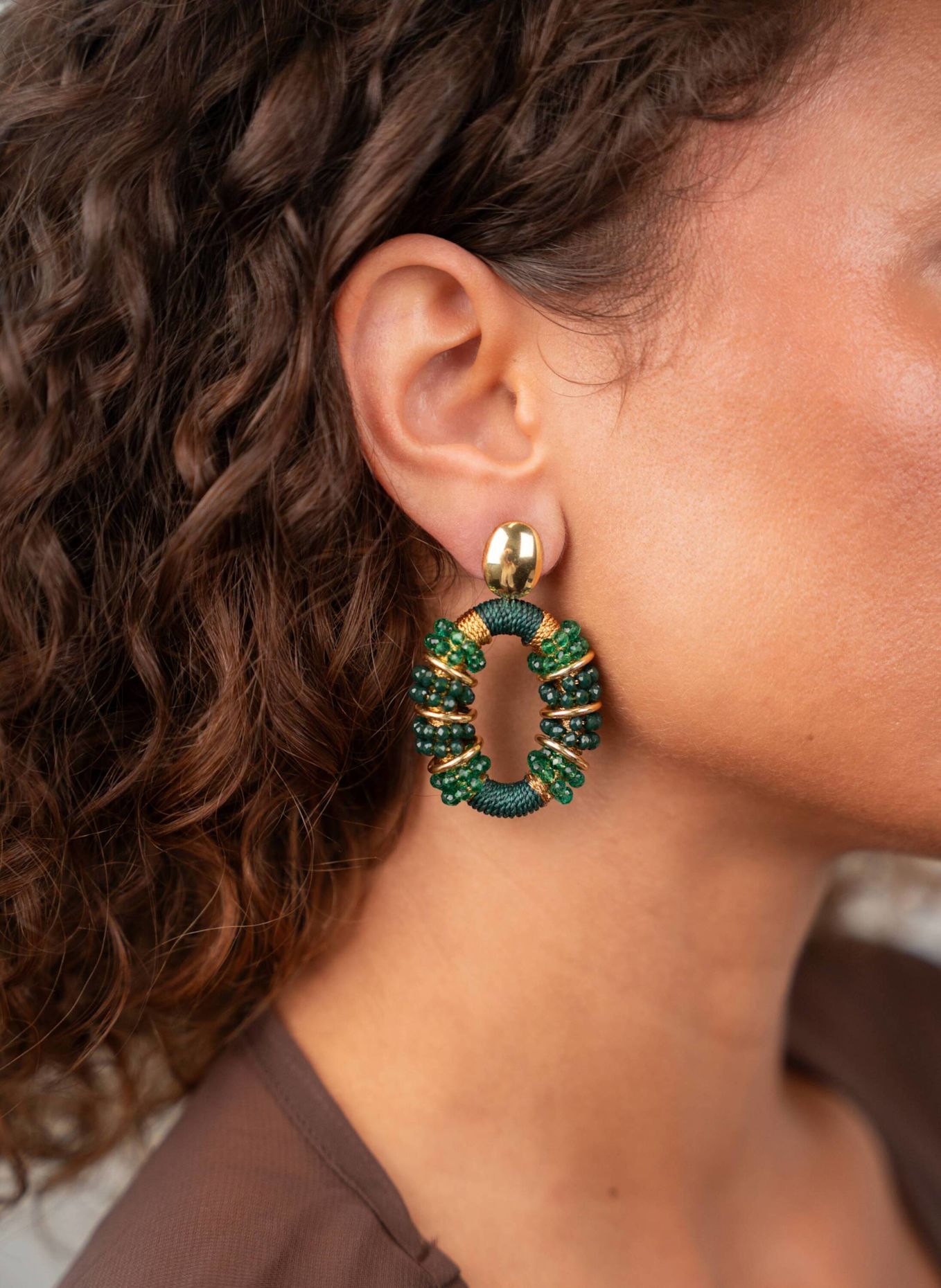 LOTT.gioielli Ohrringe ELLE COMBI OVAL DELUXE M EMERALD by GLAMBOU: GOLD