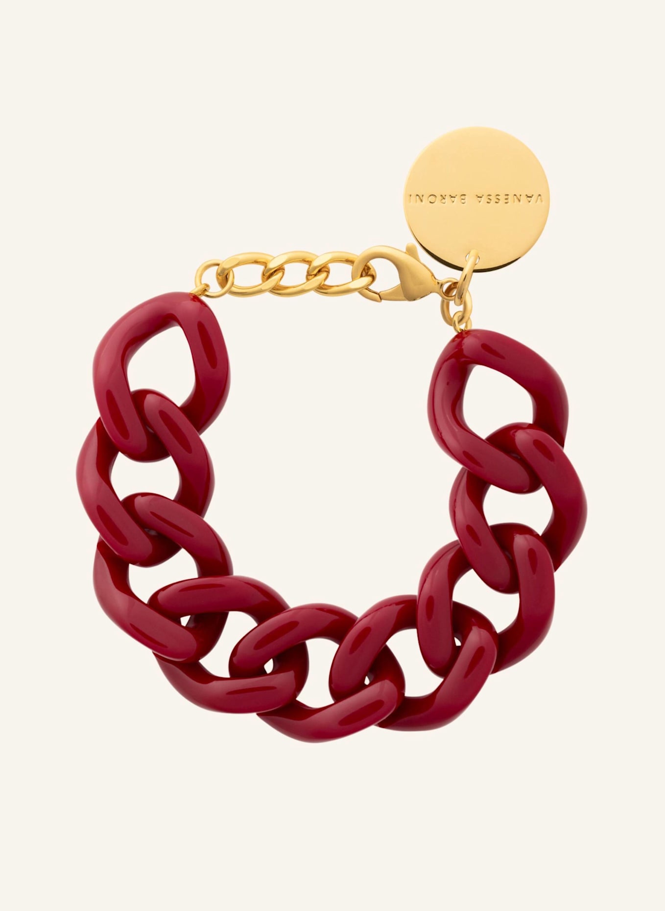 VANESSA BARONI Armband FLAT CHAIN BRACELET BORDEAUX by GLAMBOU: GOLD