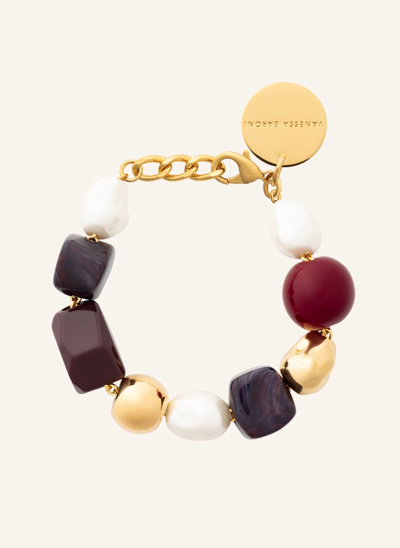 VANESSA BARONI Armband WINTER IBIZA BRACELET BORDEAUX by GLAMBOU: GOLD
