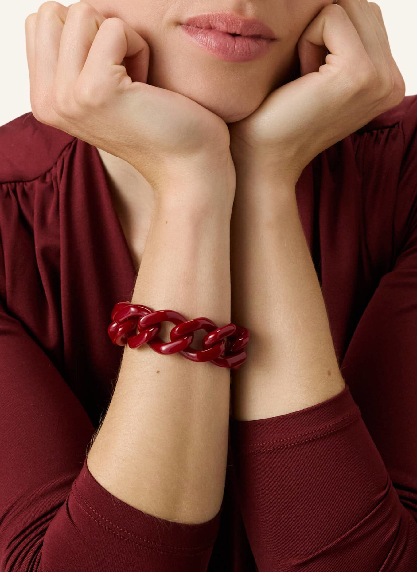 VANESSA BARONI Armband FLAT CHAIN BRACELET BORDEAUX by GLAMBOU: GOLD