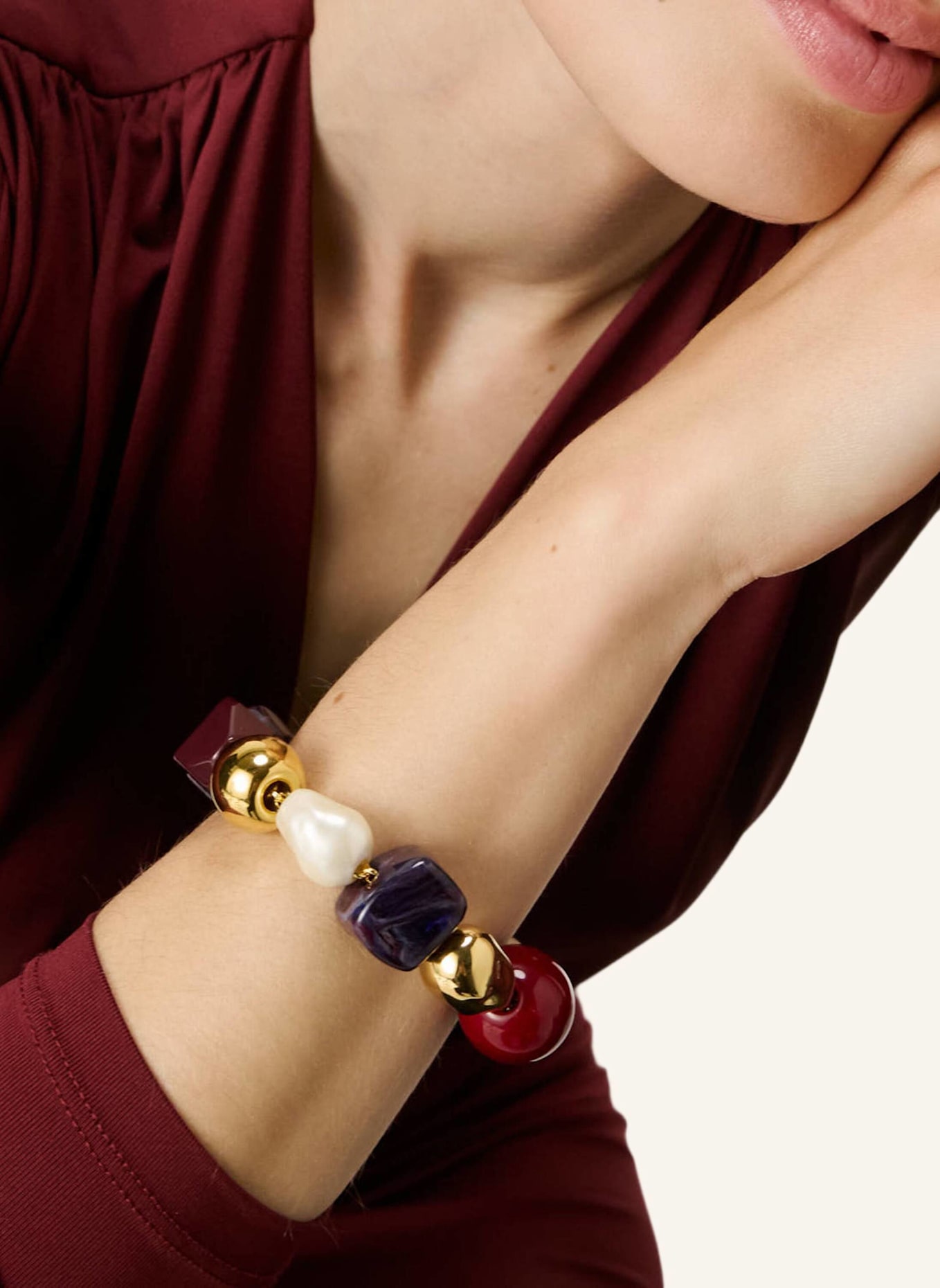 VANESSA BARONI Armband WINTER IBIZA BRACELET BORDEAUX by GLAMBOU: GOLD