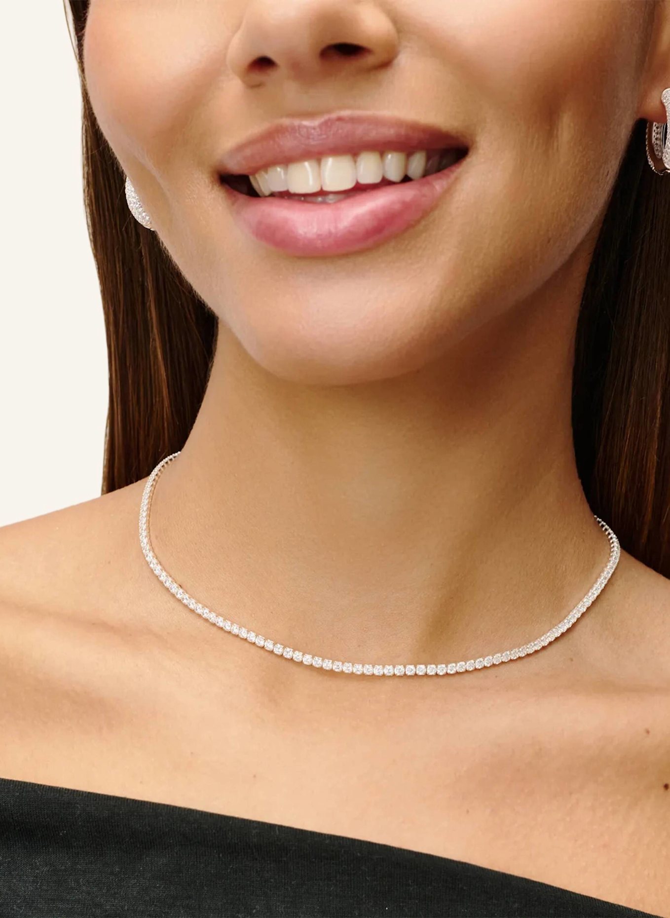 OHH LUILU Kette TENNIS CHOKER by GLAMBOU: WEISS