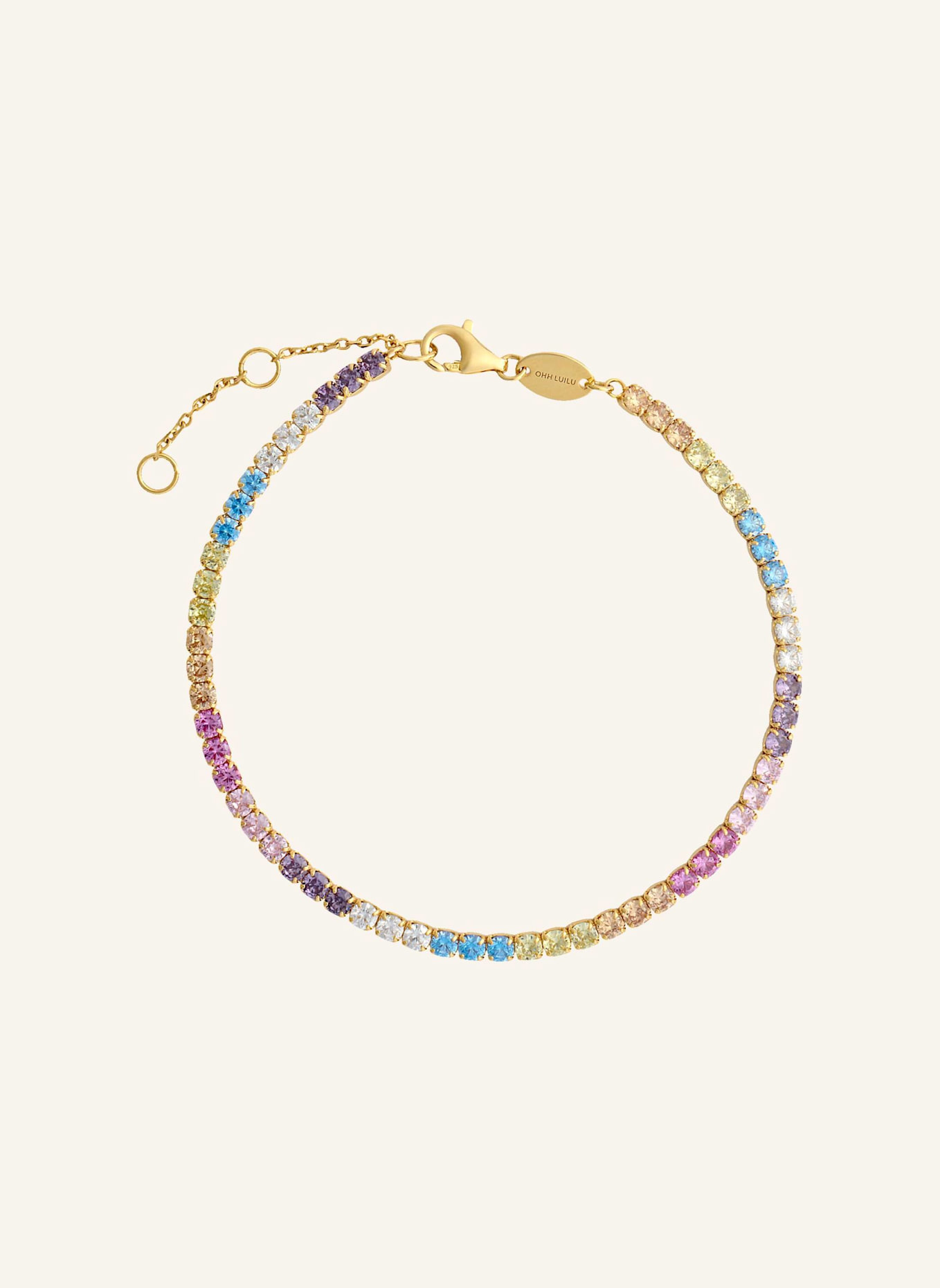 OHH LUILU Armband TENNIS BRACELET PASTEL RAINBOW by GLAMBOU: GOLD